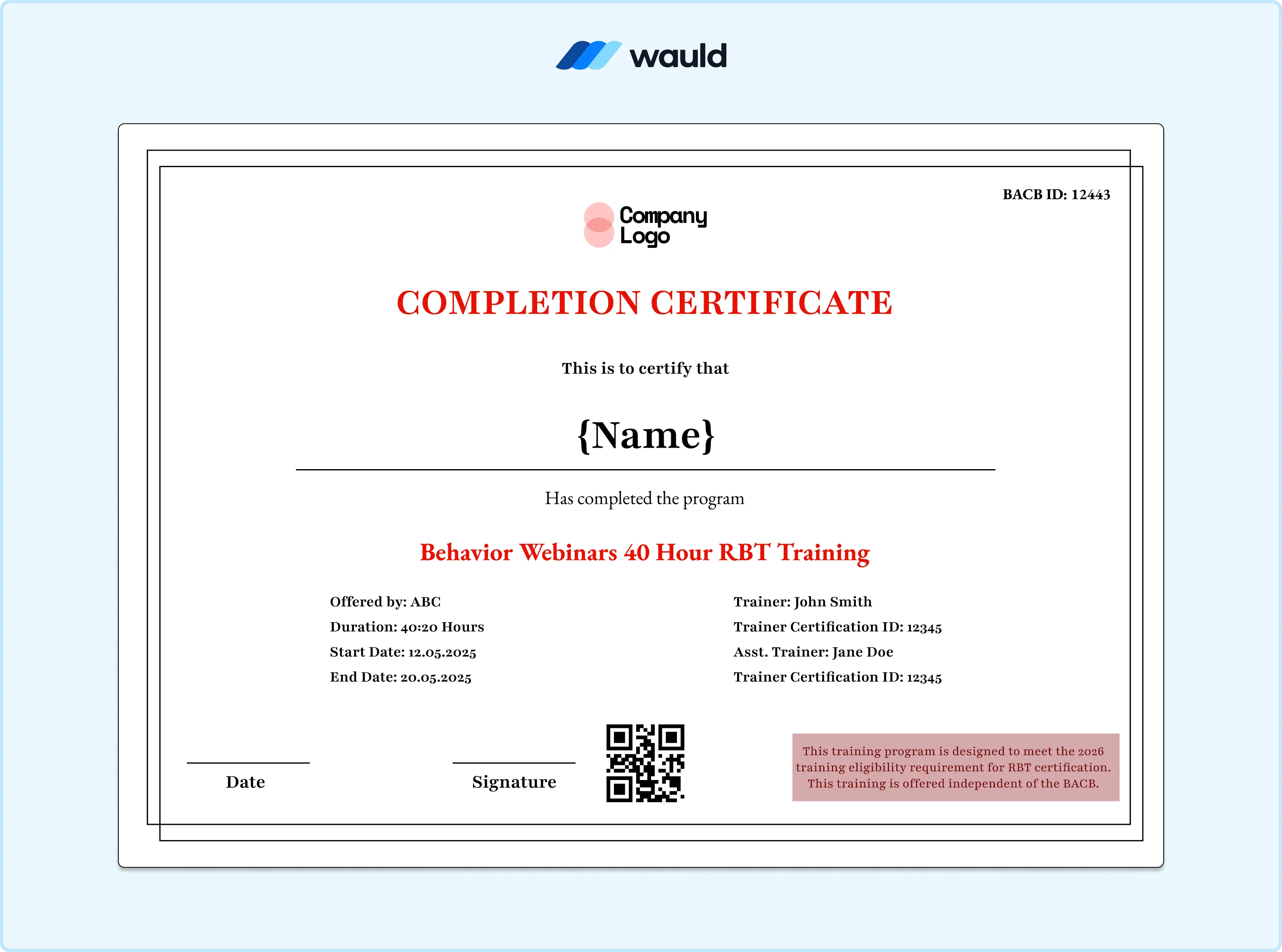 RBT Certificate