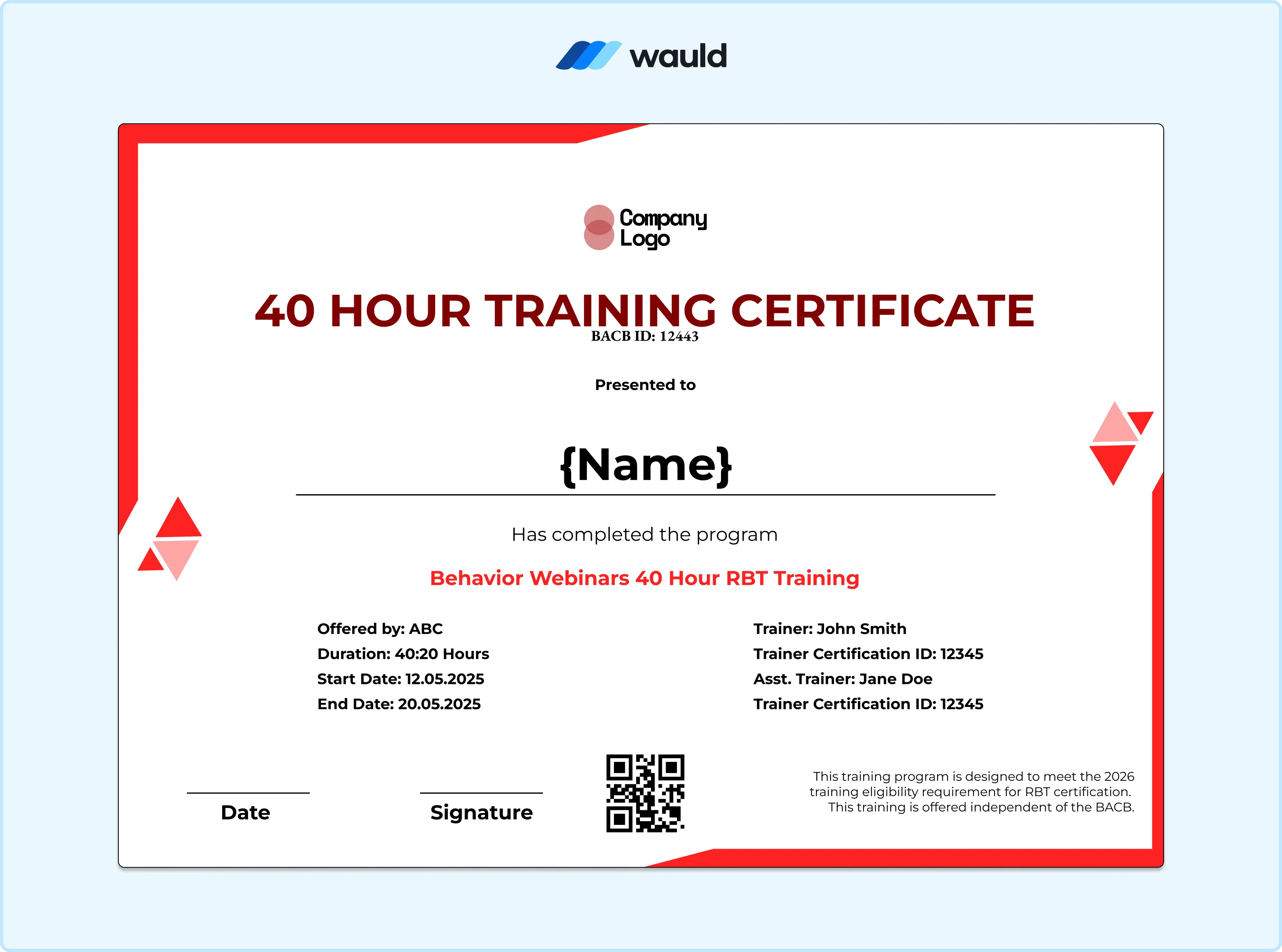 RBT Certificate