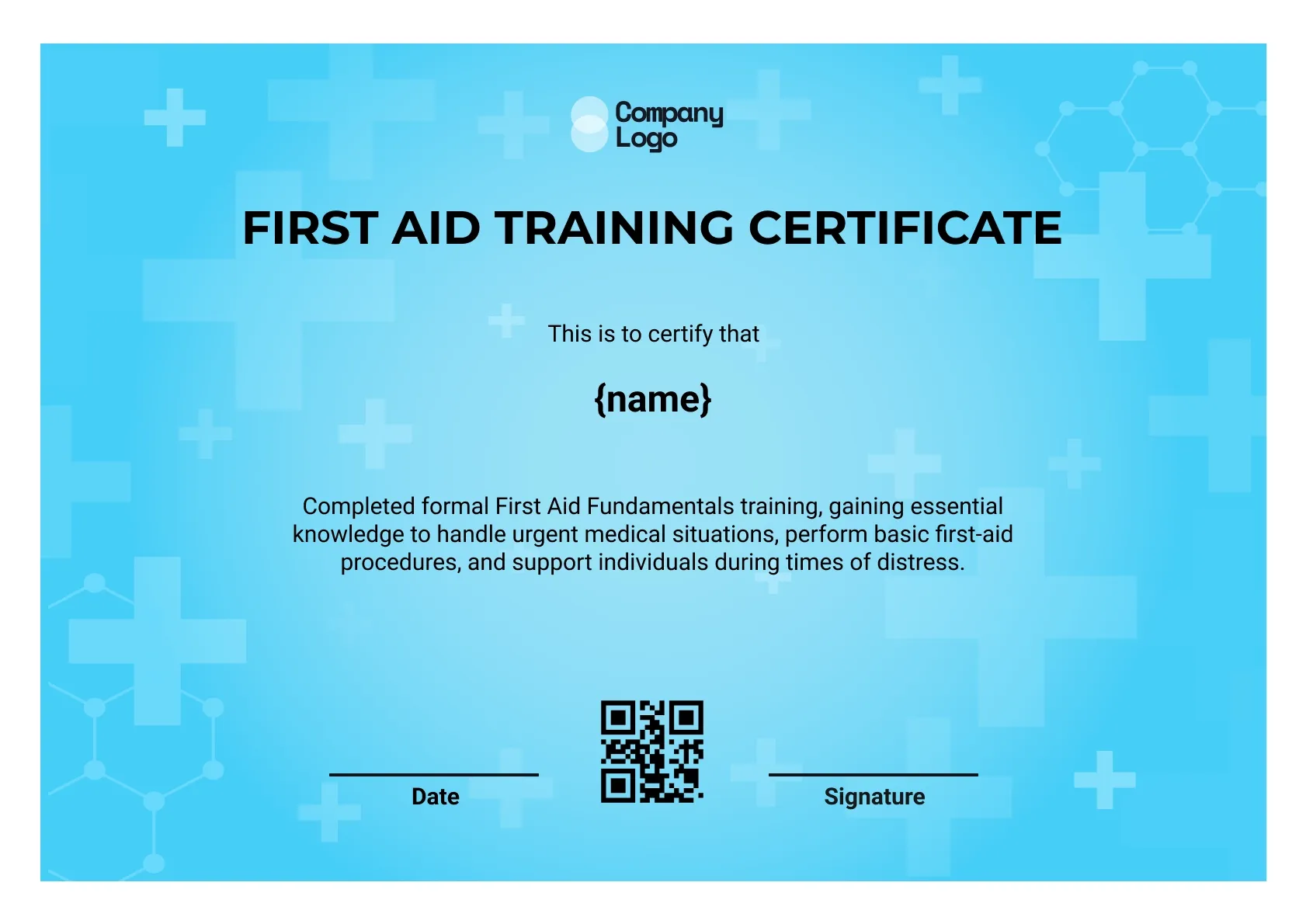 Advanced First Aid Trainer Certificate Template