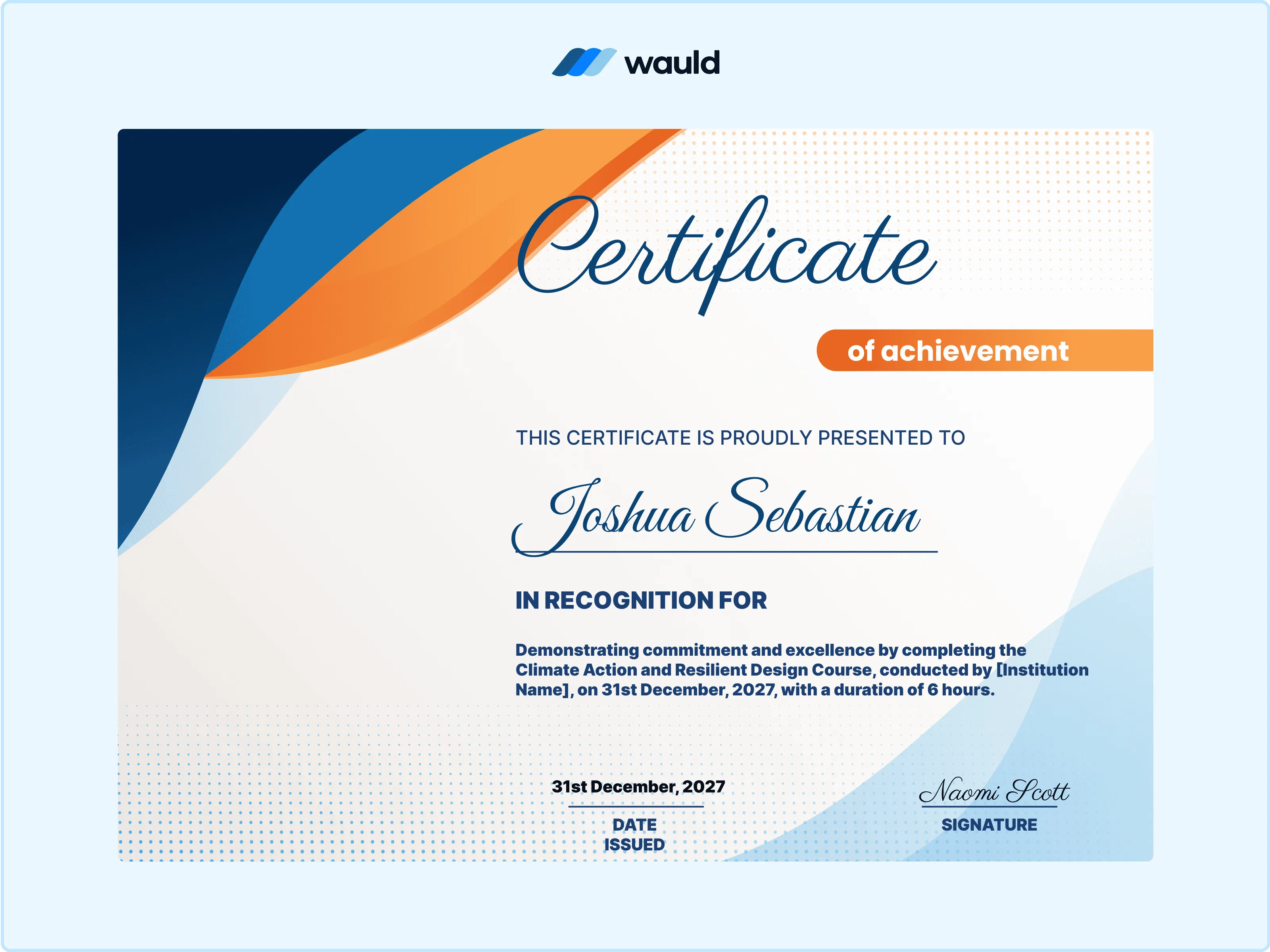 Wauld - Bold CPD certificate template