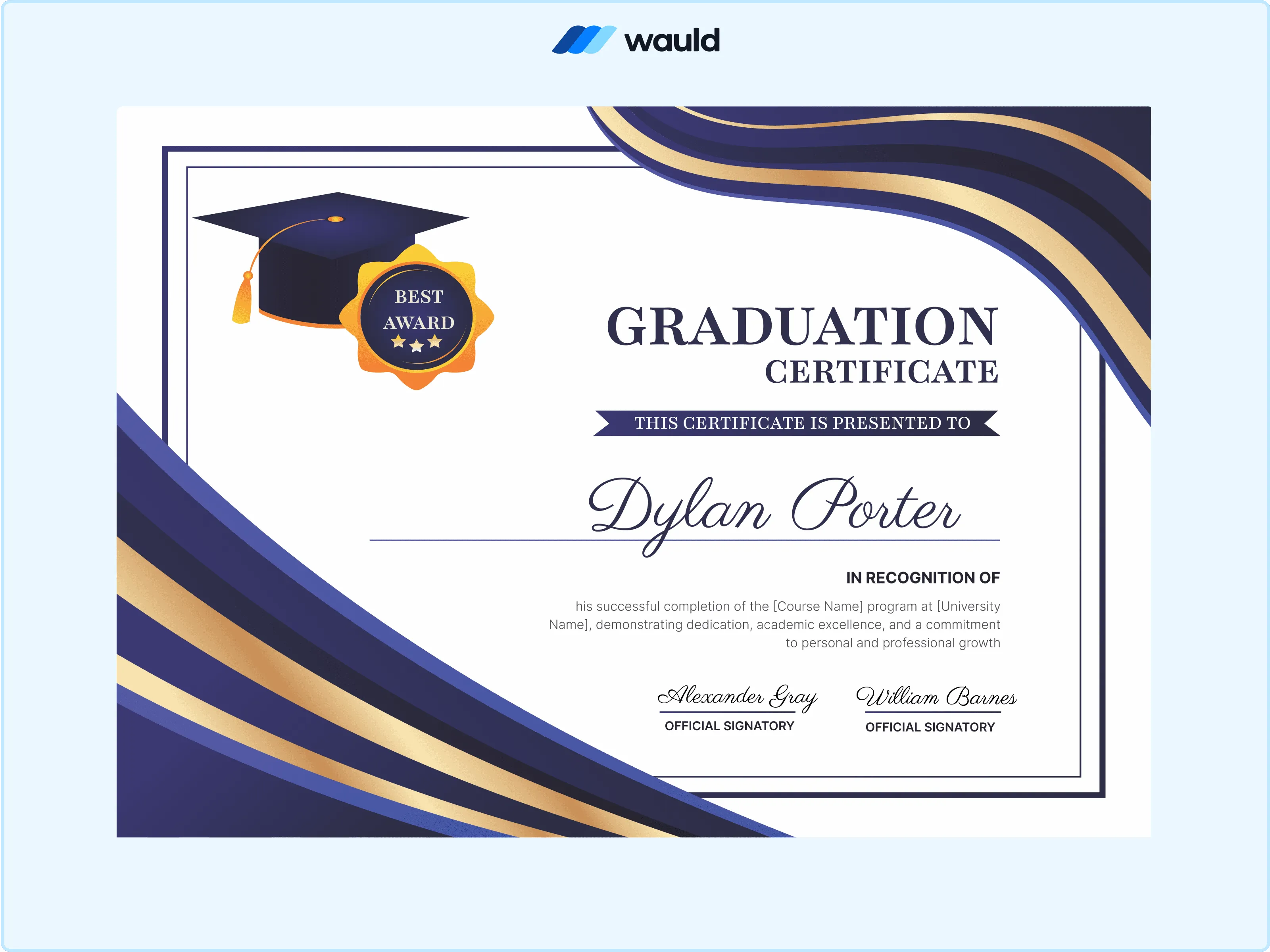 Wauld - Bold graduation certificate template
