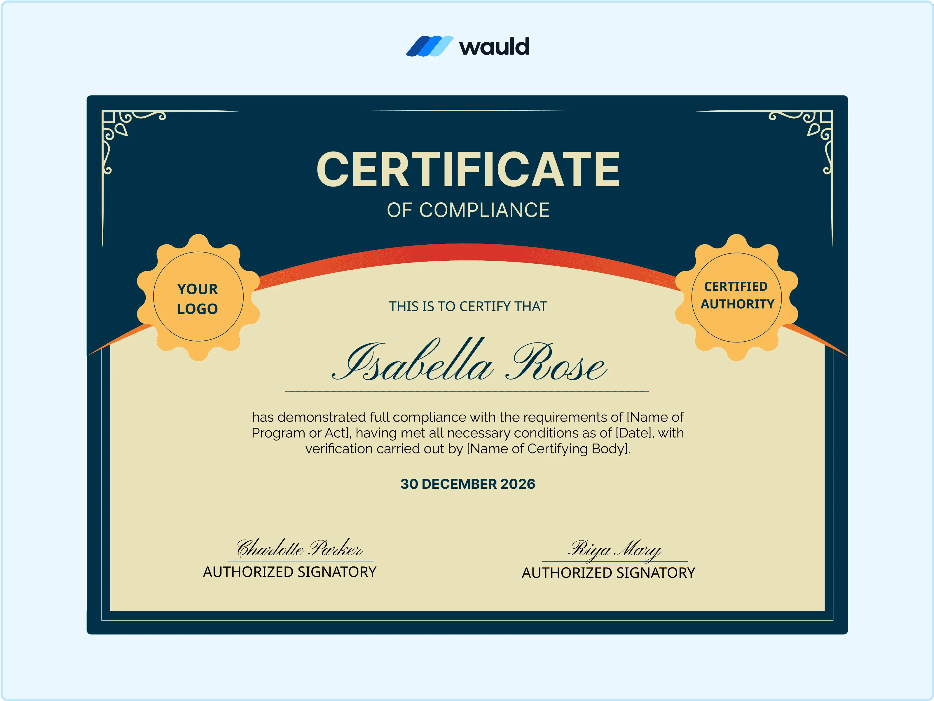 Wauld - Premium and Bold Certificate Template 