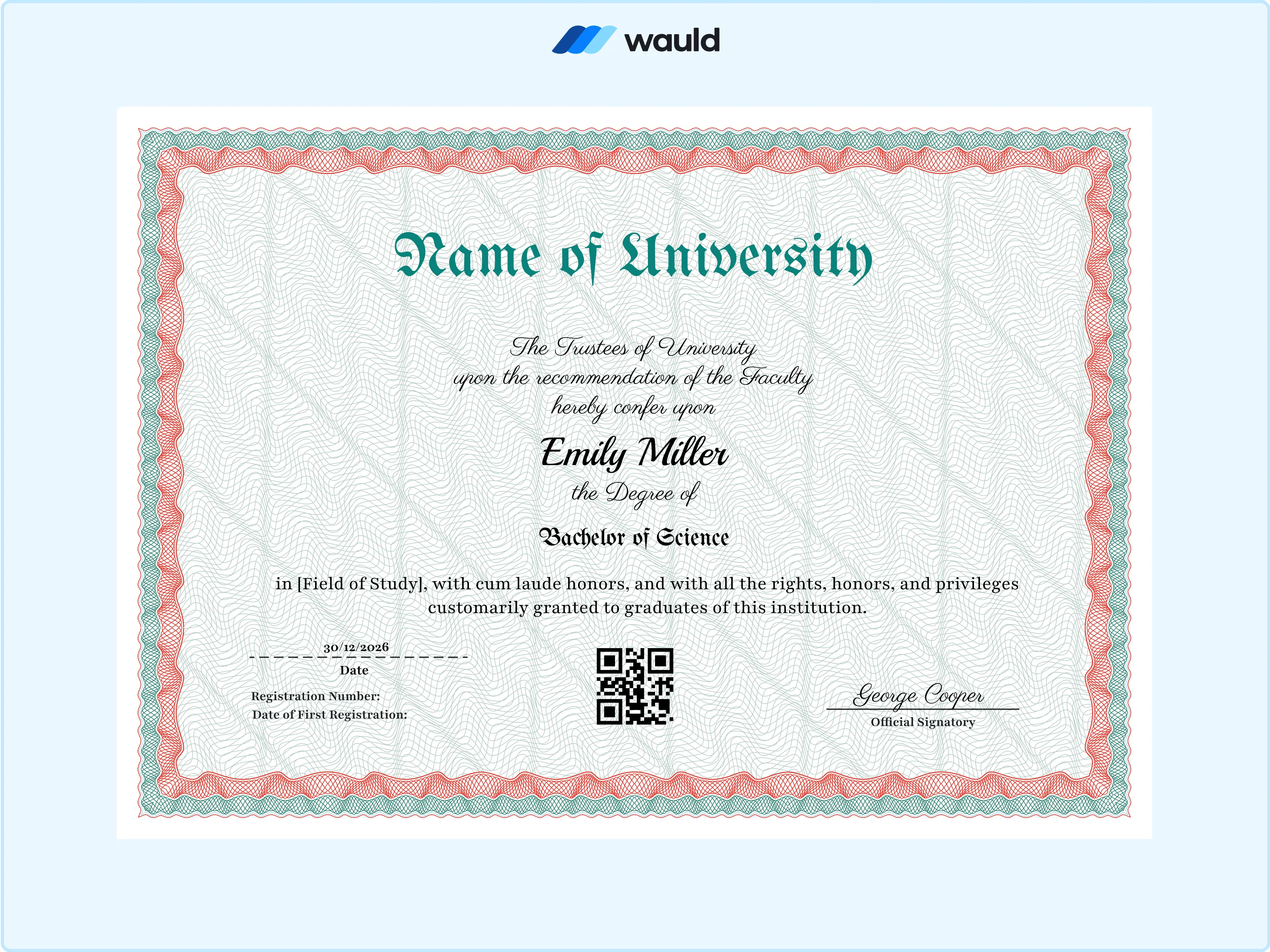 Wauld - Ceremonial Graduation Certificate Template