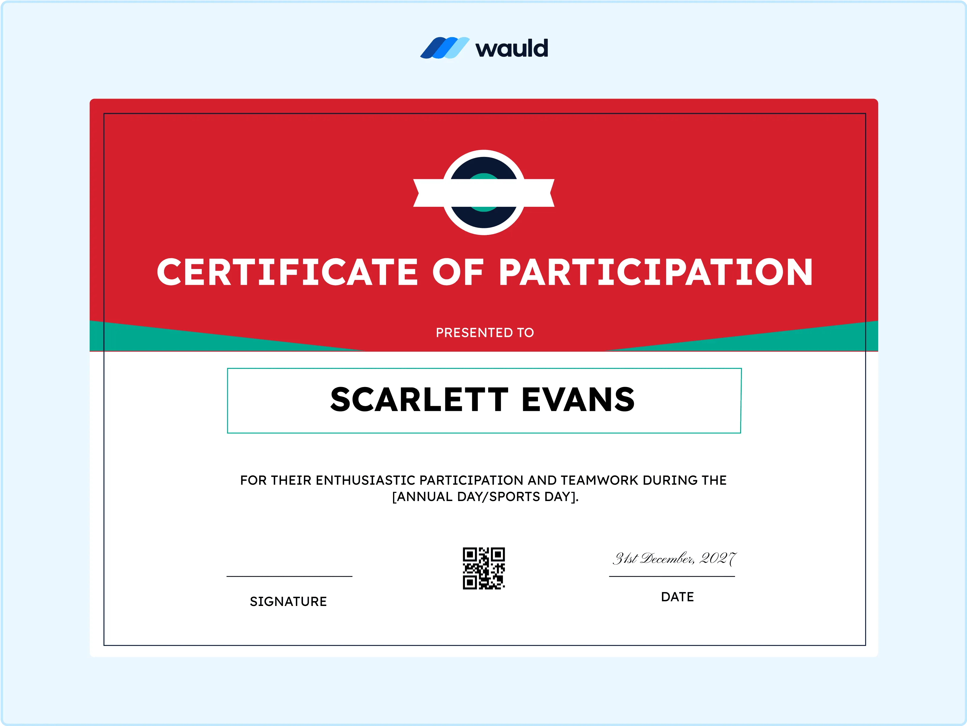 Wauld - Clean and structured certificate template 