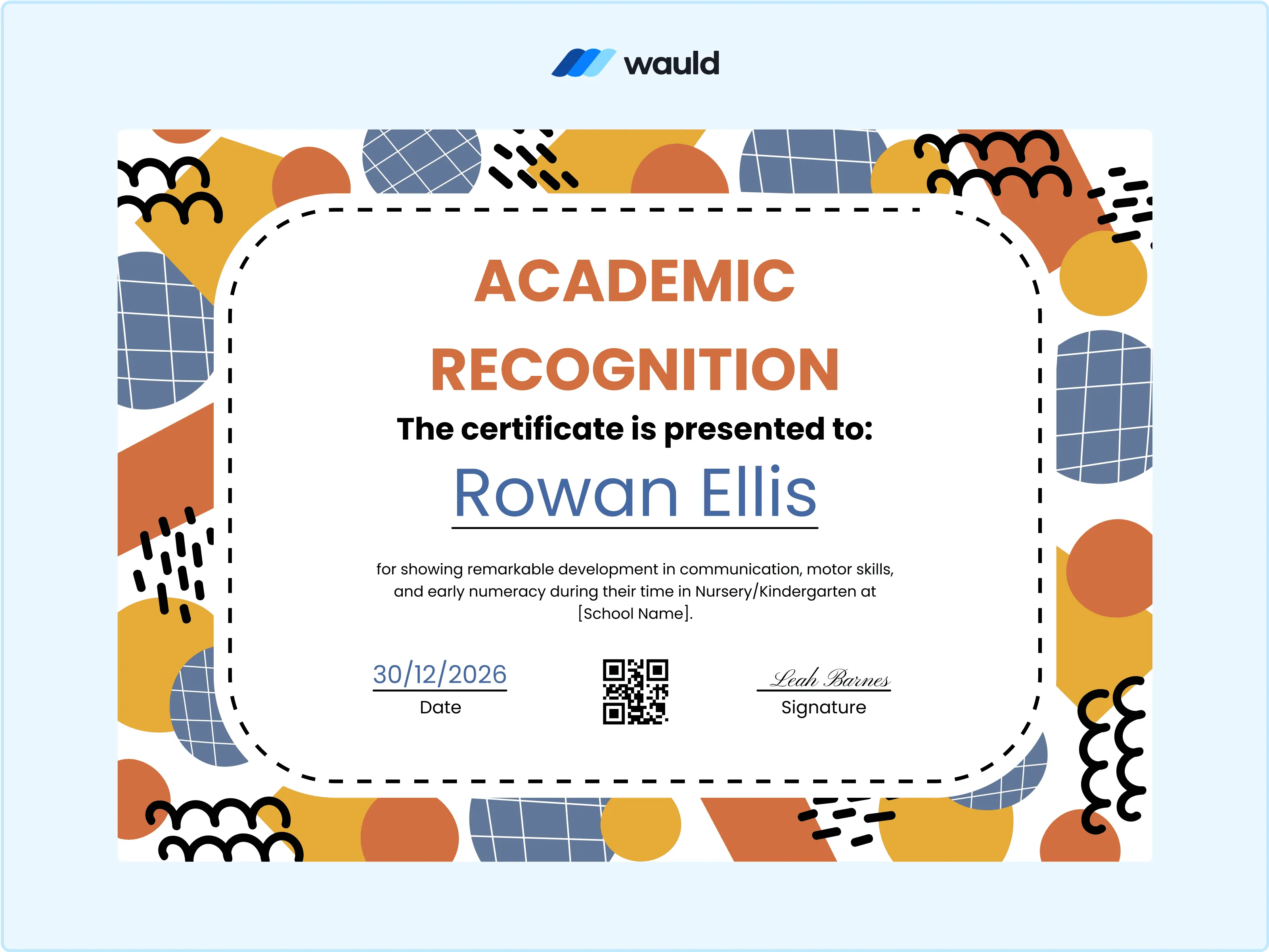 Wauld - Colorful academic certificate template