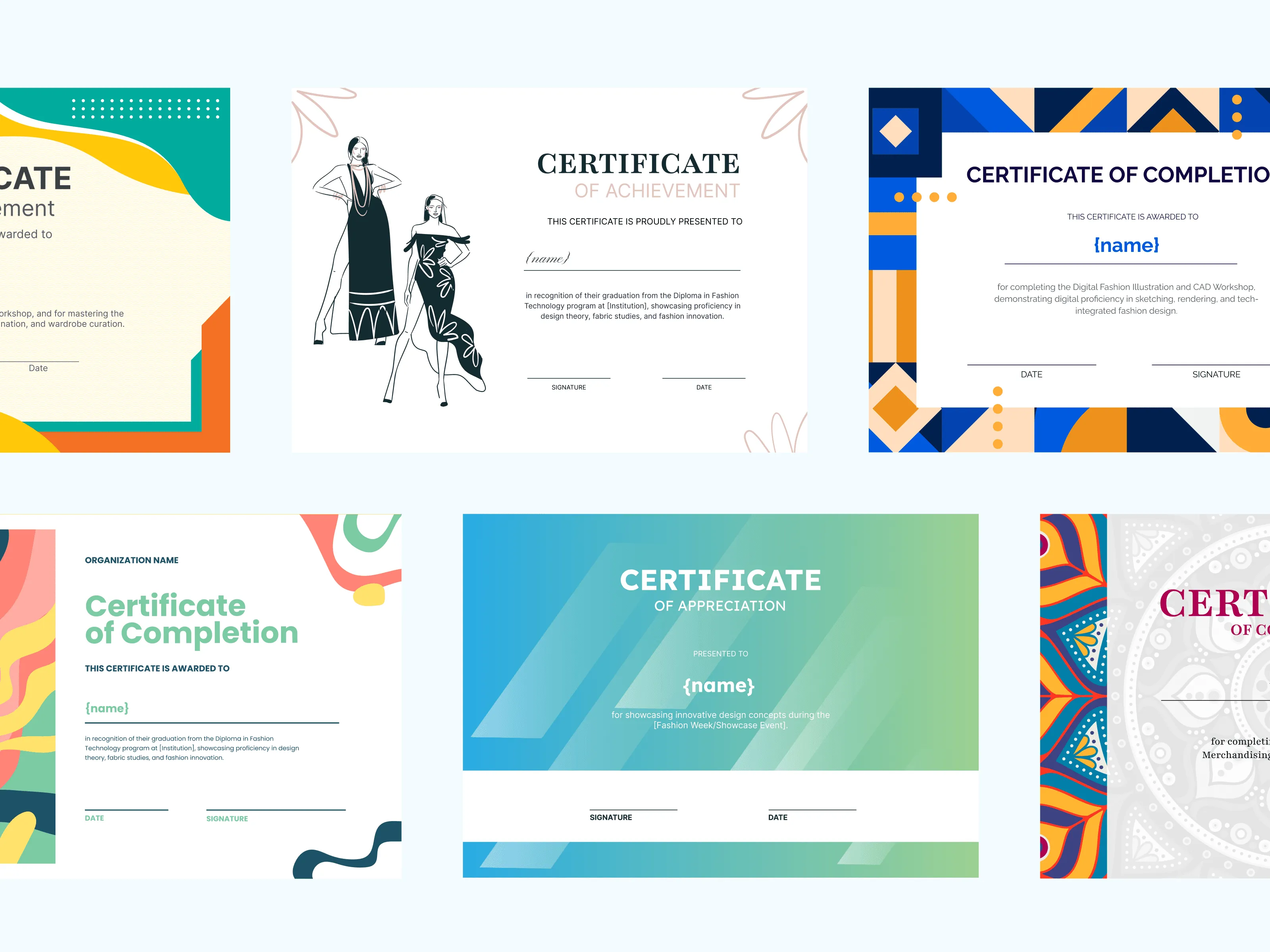 15 Certificate Templates Crafted for Fashion Programs and Events