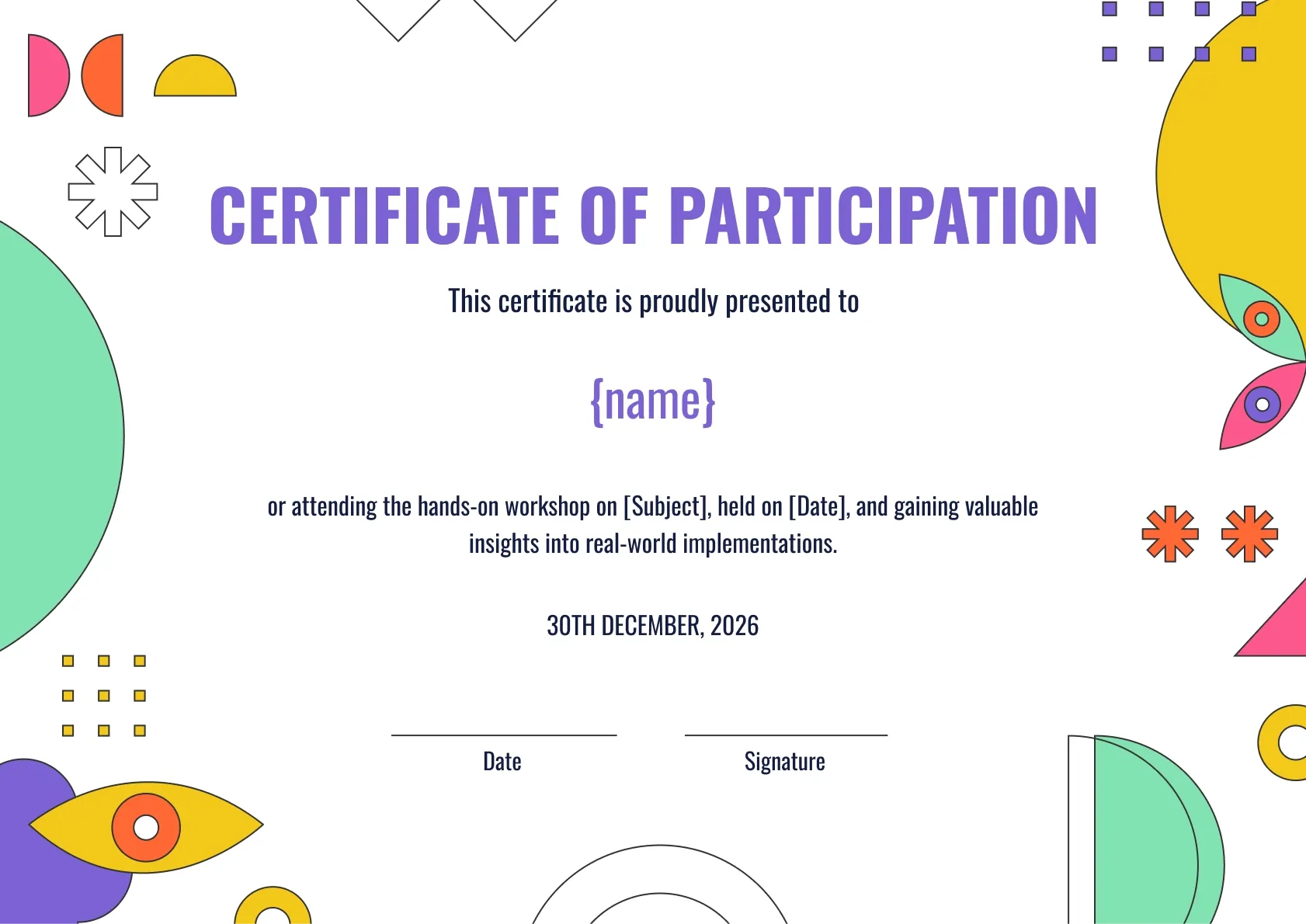 Delicate and professional workshop certificate template