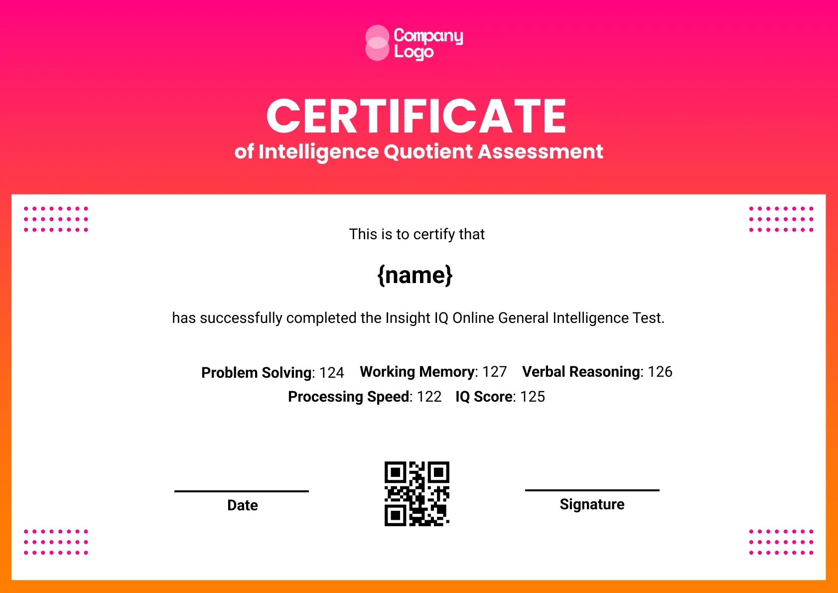Elite Cognitive Excellence Certificate Template