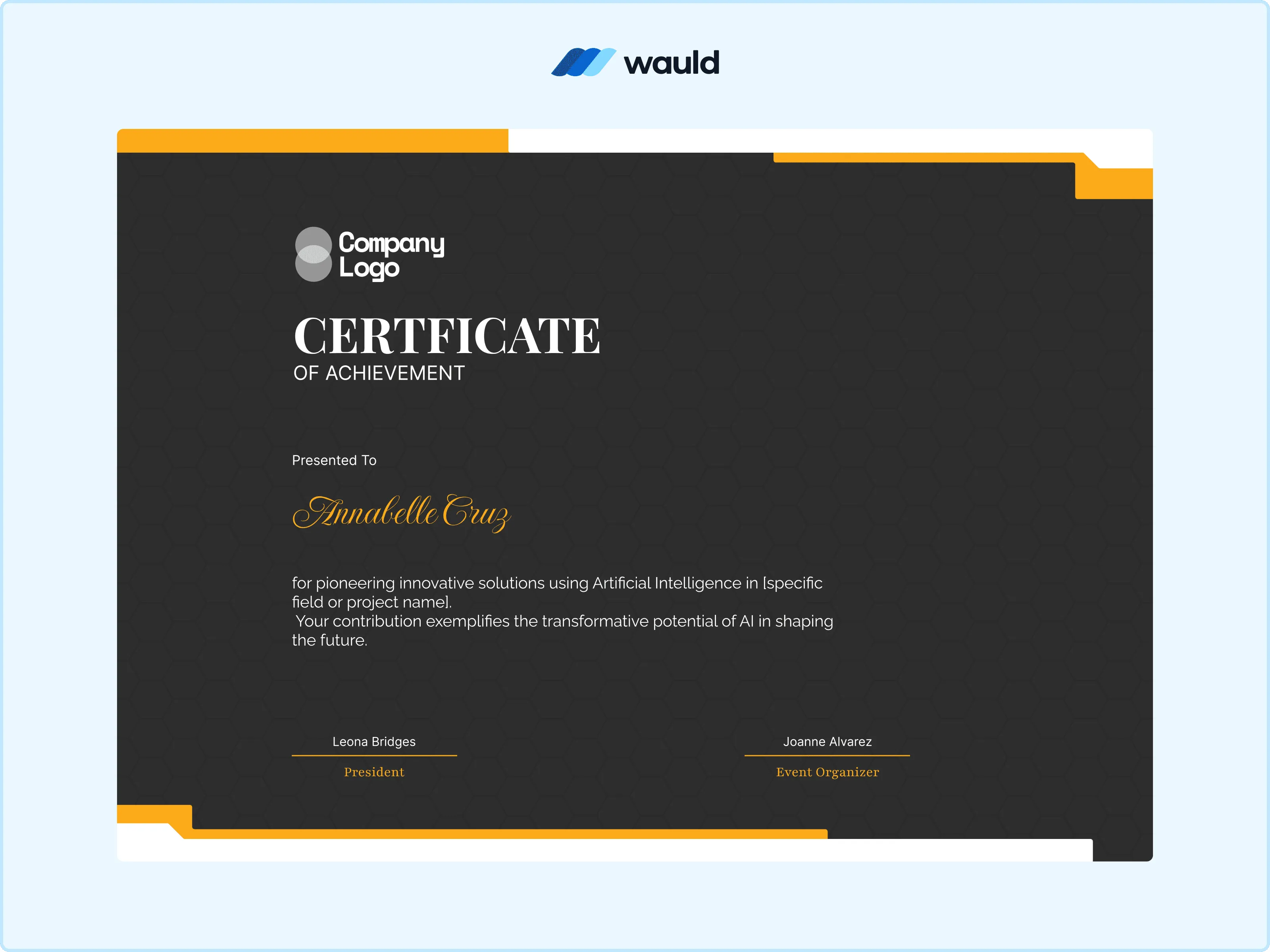 Wauld - Fashionable Certificate Template AI