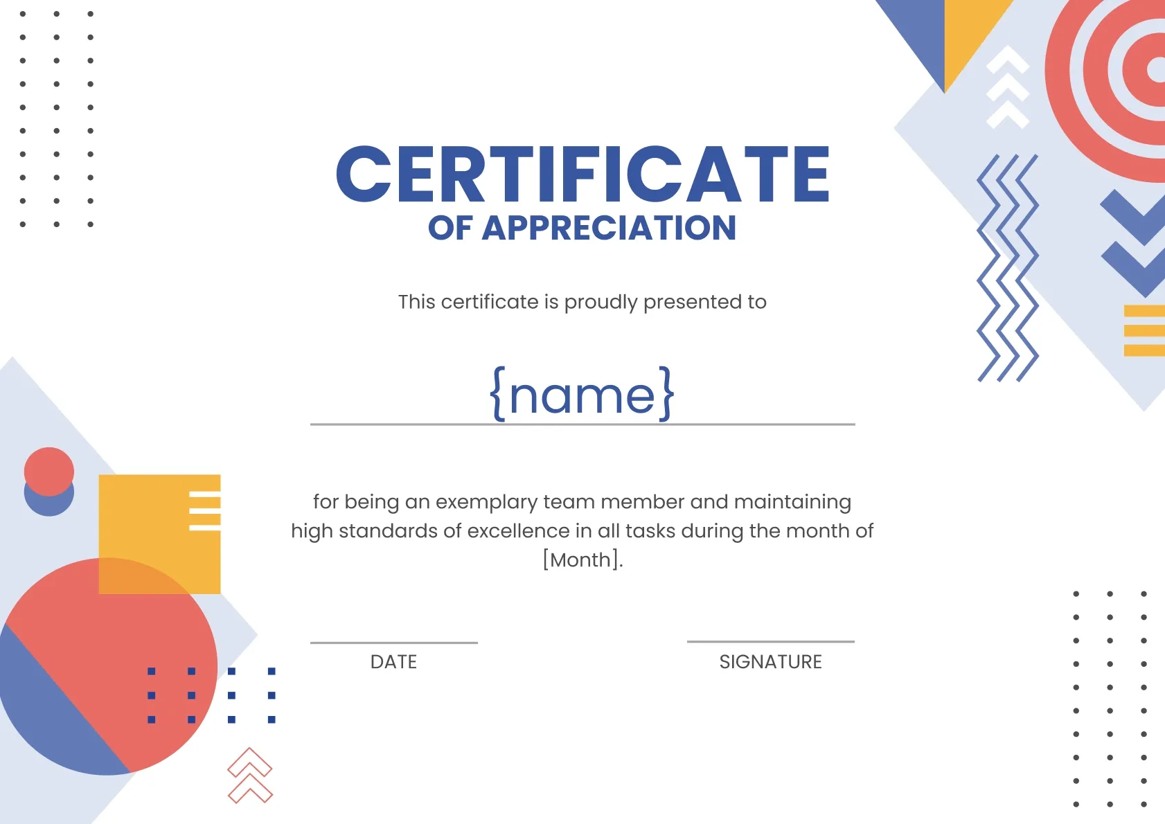 Formal and Vivid Employee of the Month Certificate Template