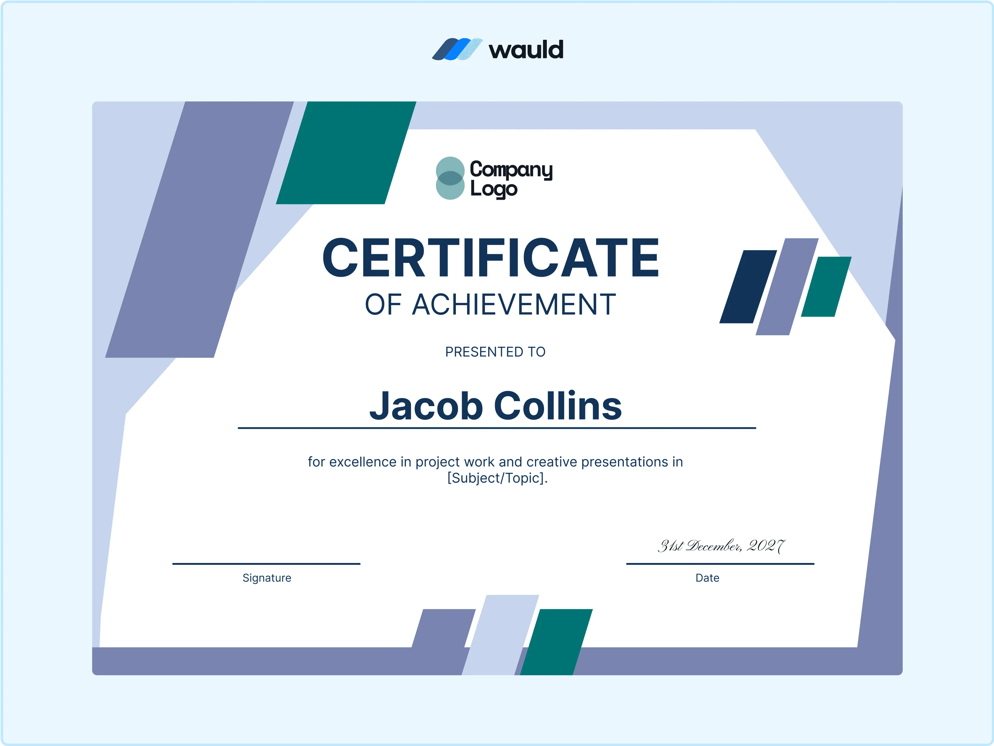 Wauld - Gray-toned formal school certificate template 
