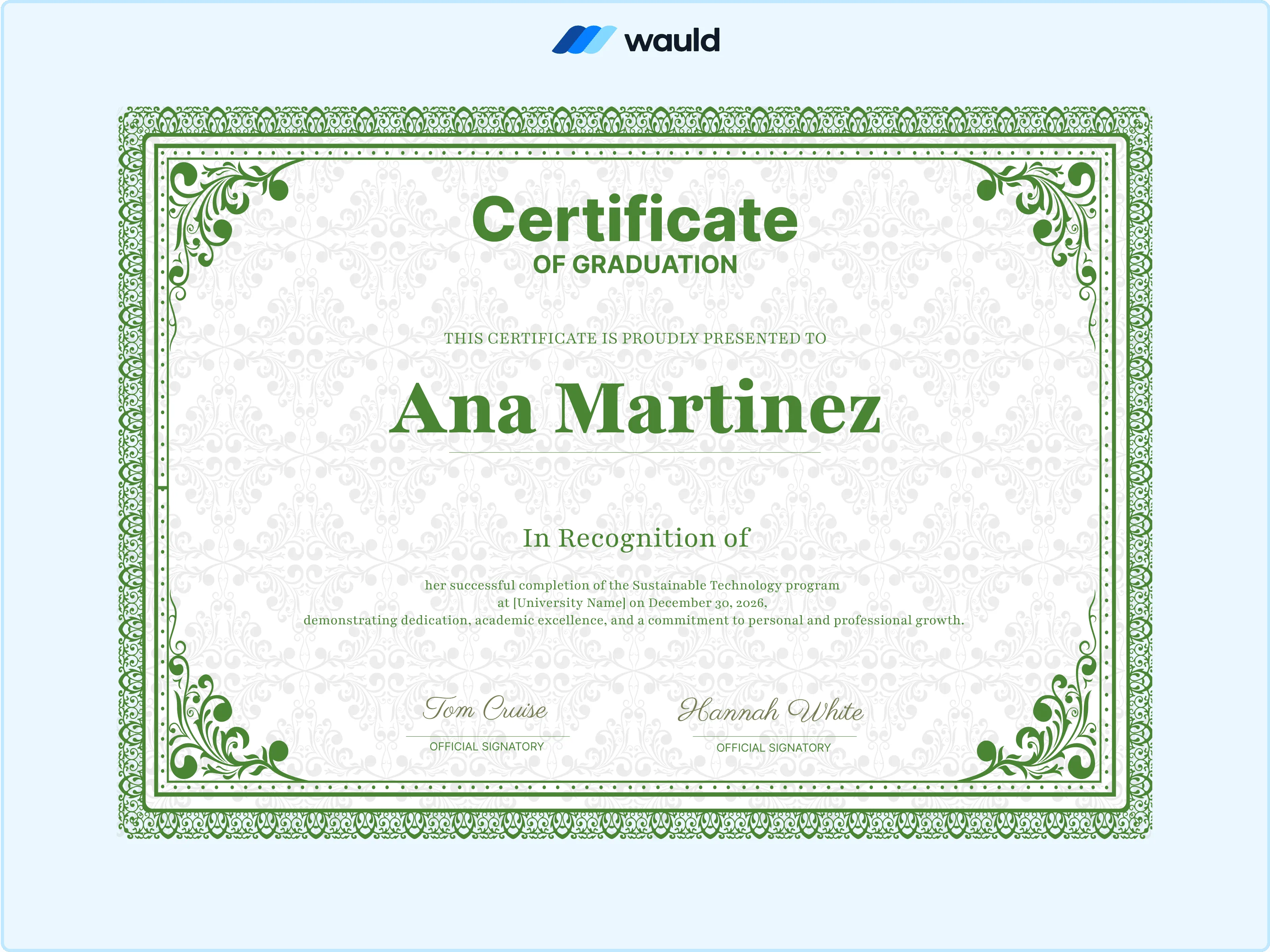 Wauld - Classic graduation certificate template