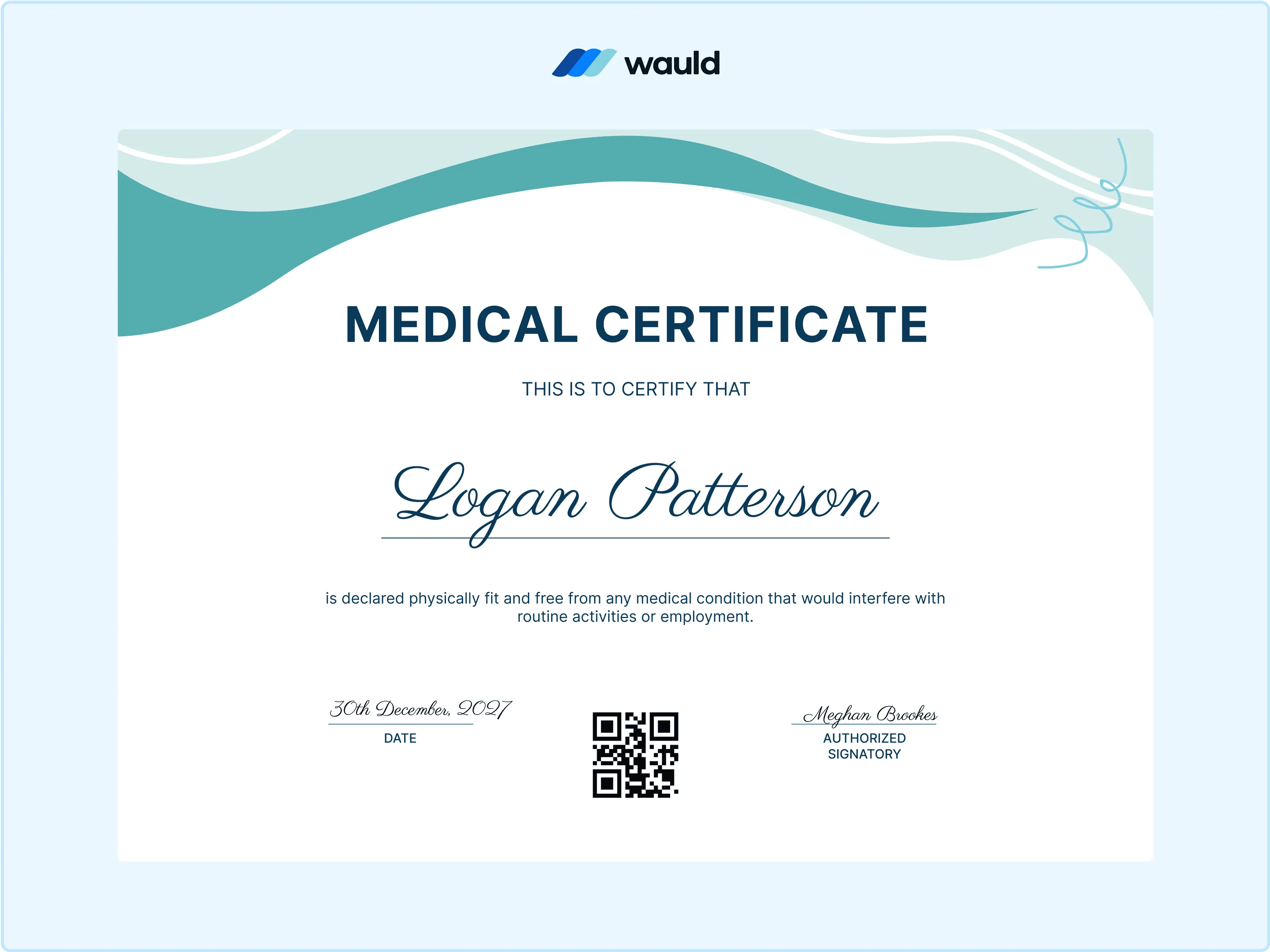 Wauld - A Certificate Template with Wavy Patterns