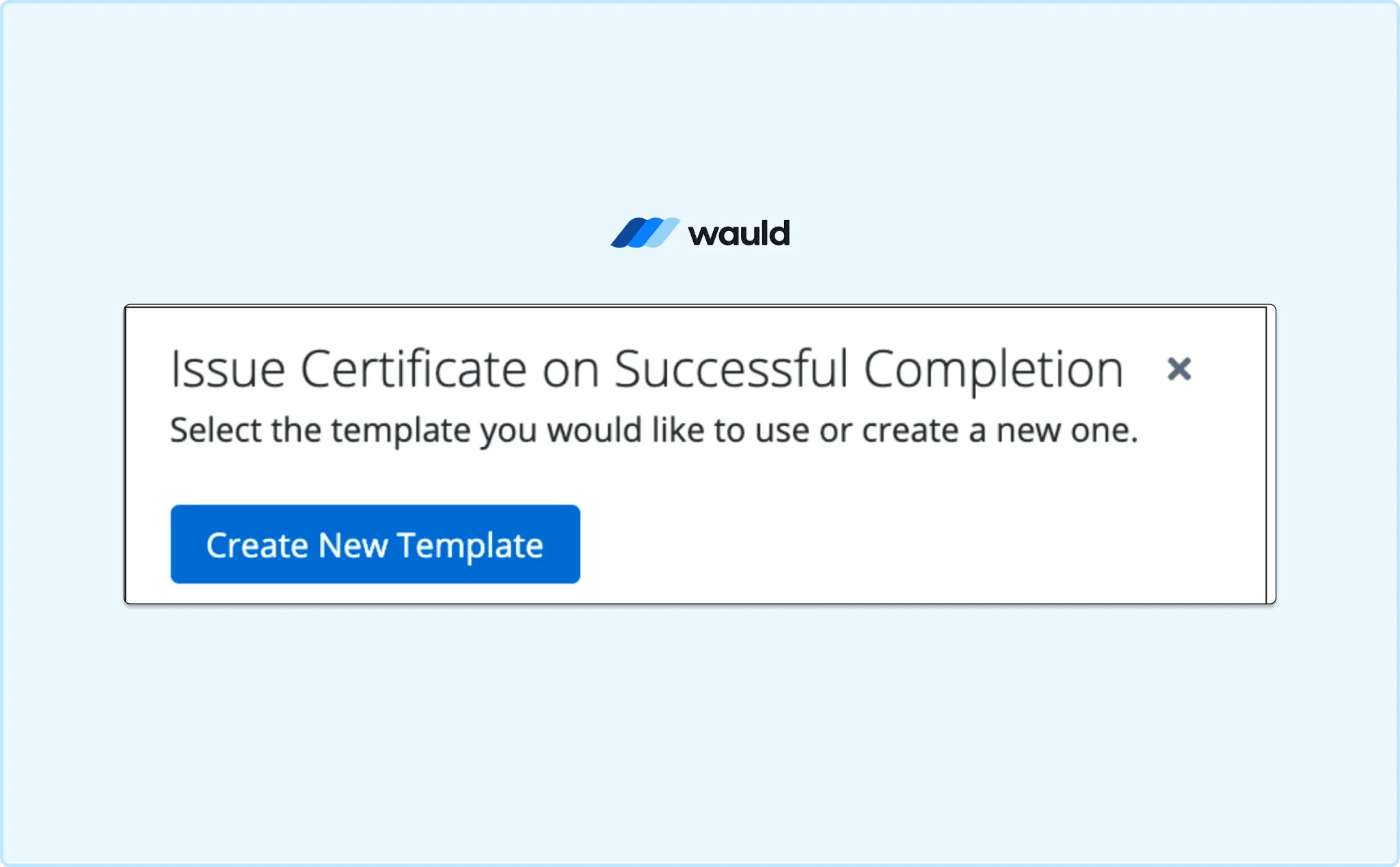 Skilljar Actions tab showing Create New Template for a course completion action