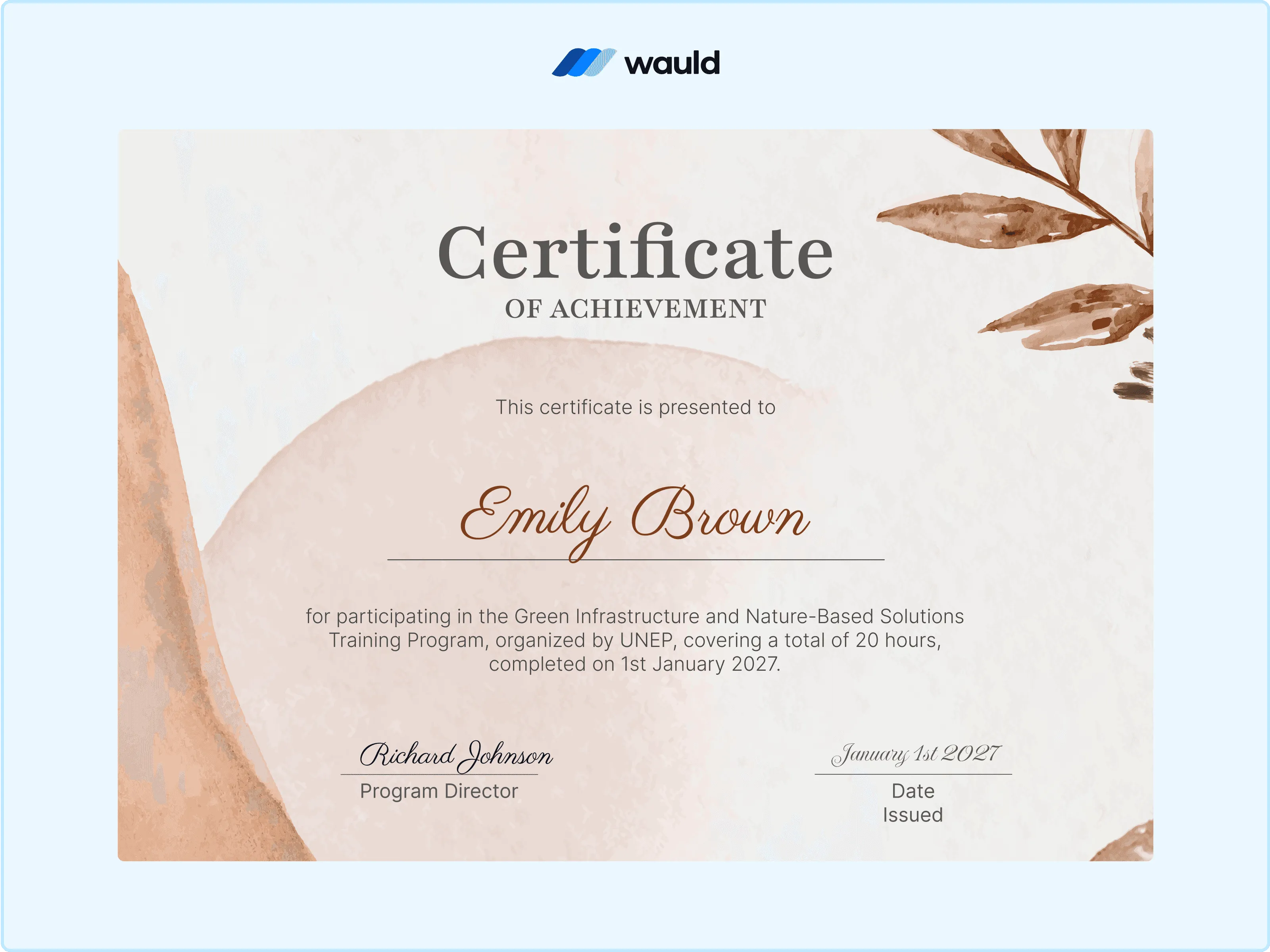 Wauld - Earthy and creative certificate template