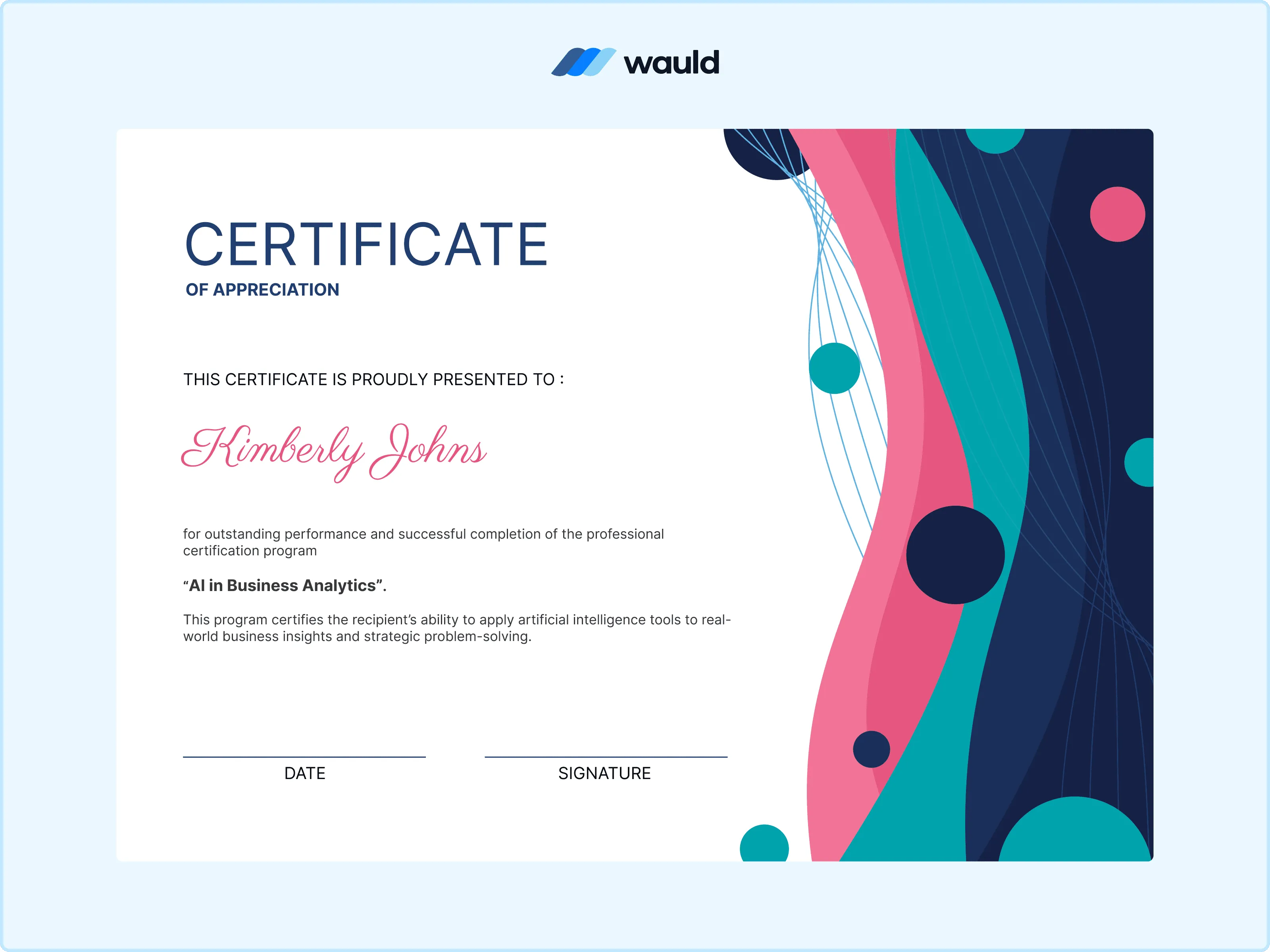 Wauld - Modern Certificate Template AI