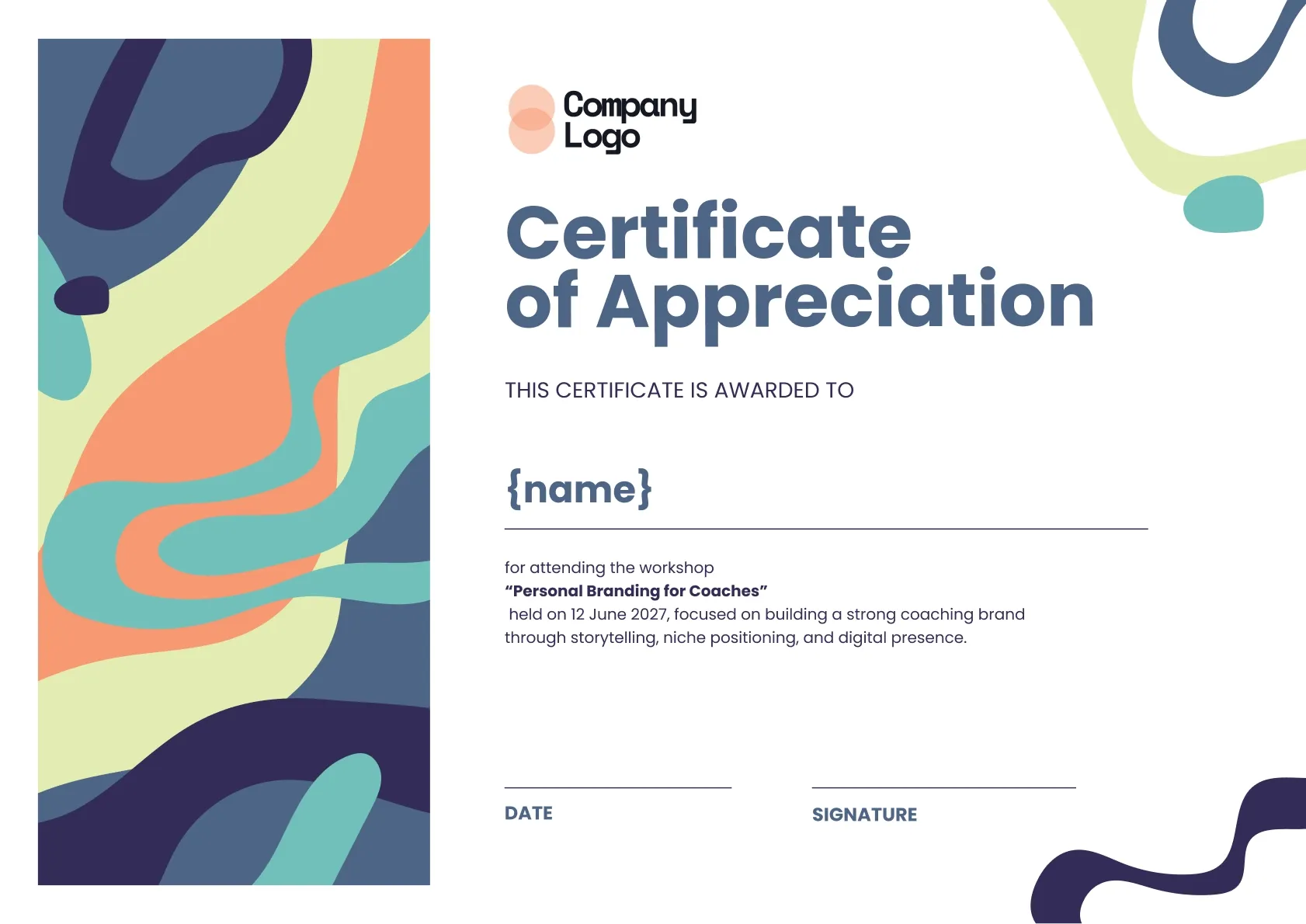 Modern and elegant certificate of appreciation template