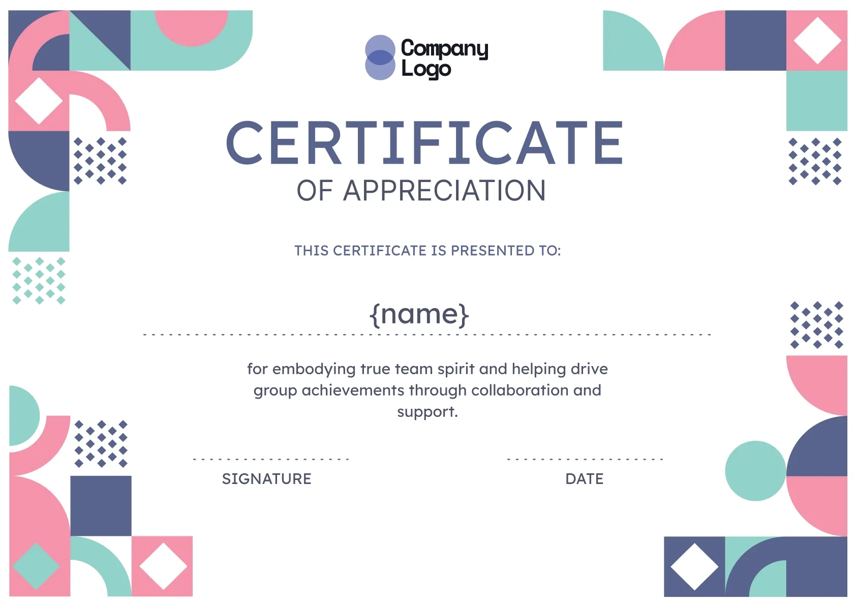 Modern and eye-catching certificate of appreciation template
