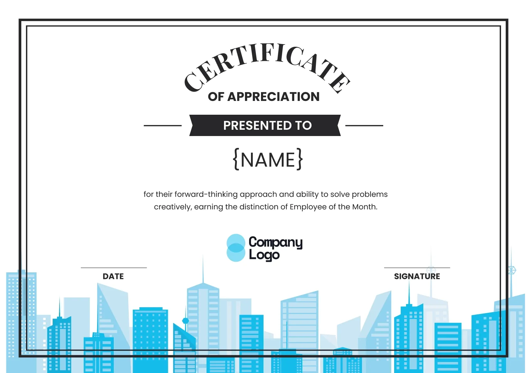 Modern and professional appreciation certificate template