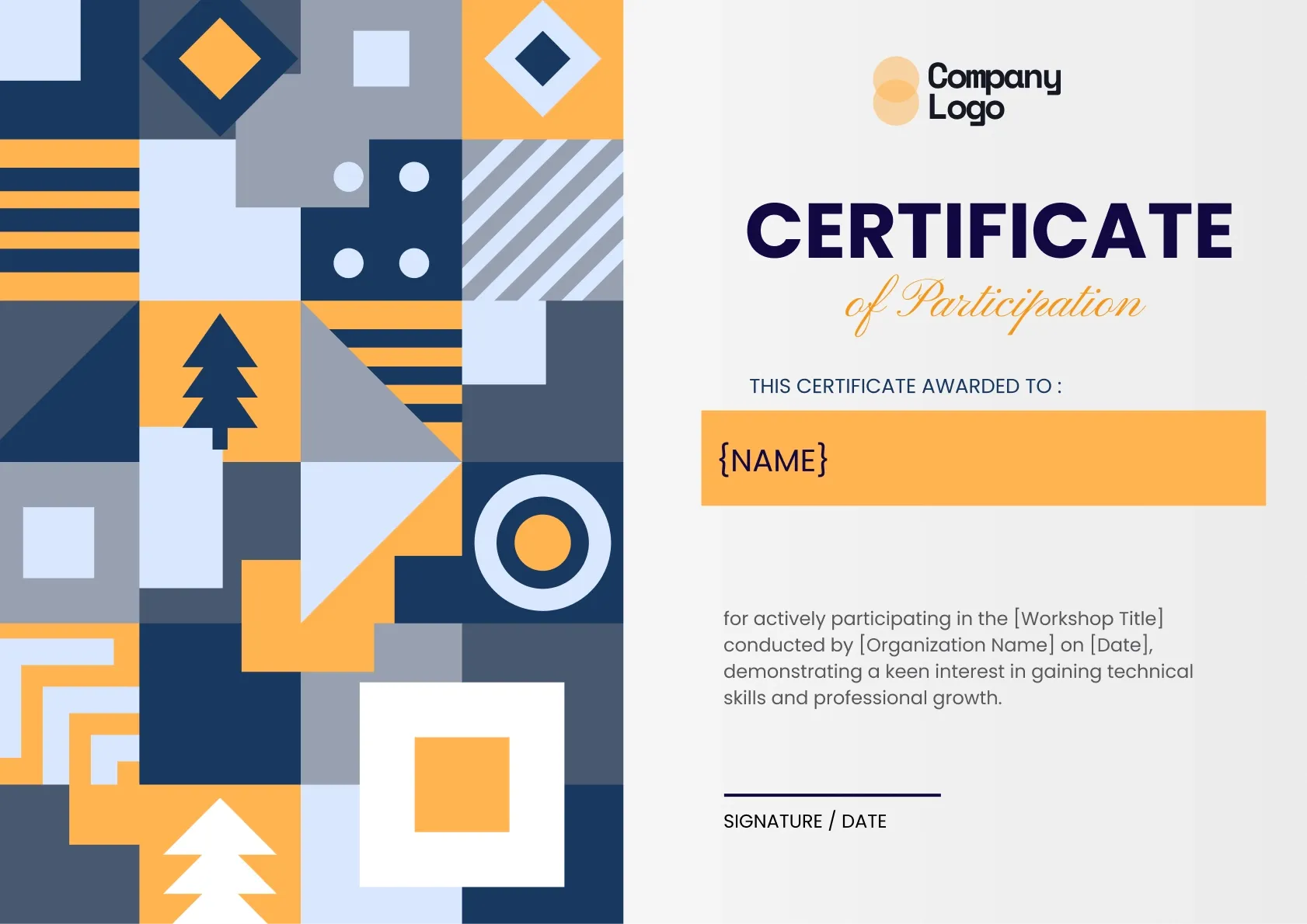 Modern and professional participation certificate template