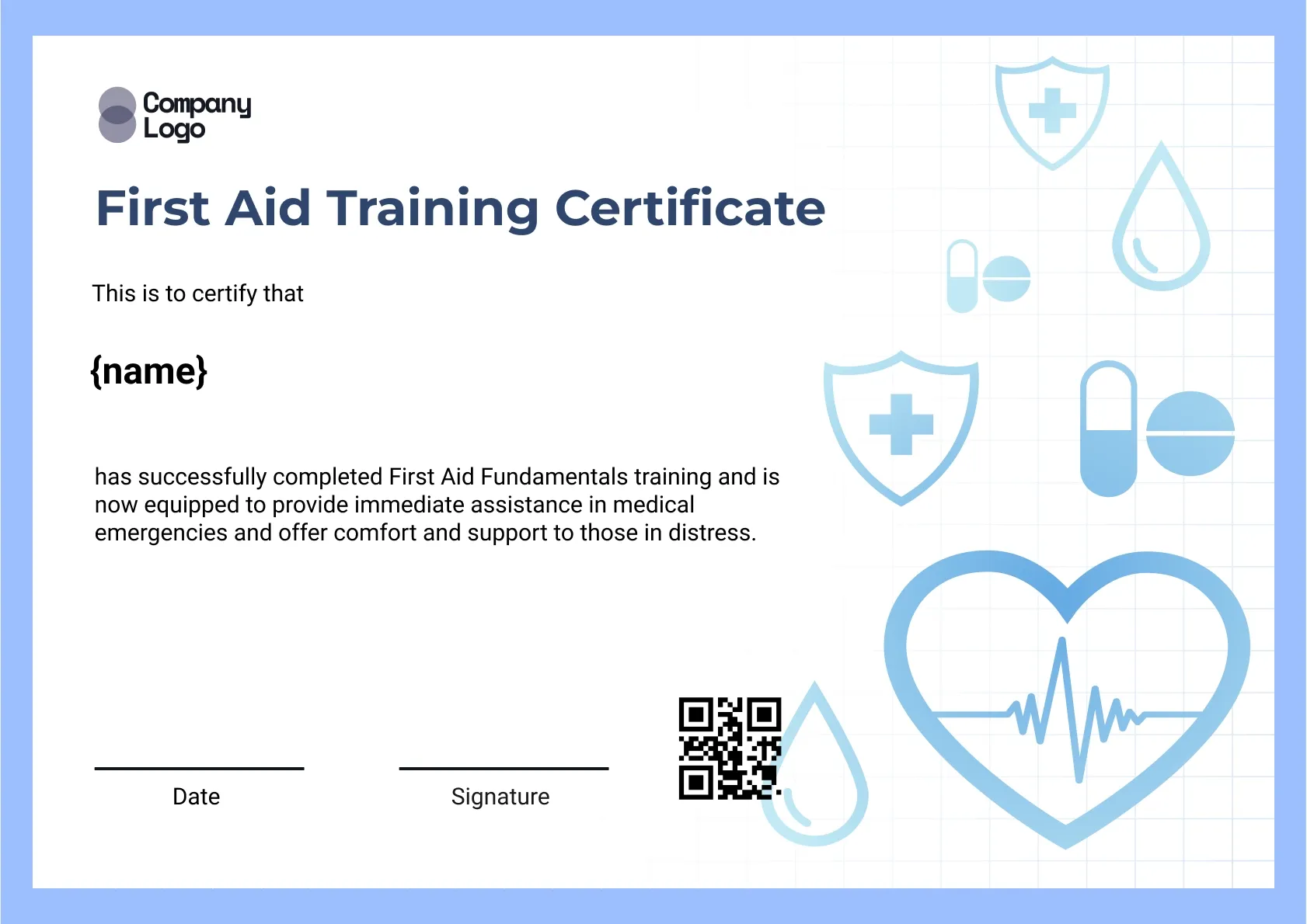 Modern First Aid Trainer Certificate Template
