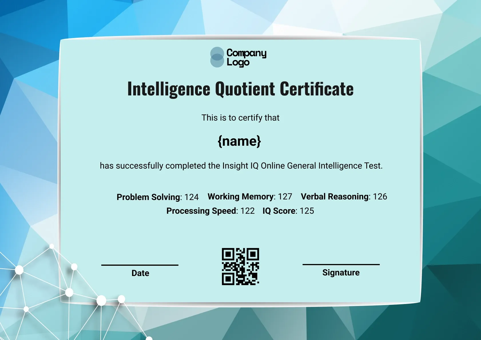 Official Cognitive Competency Certificate Template