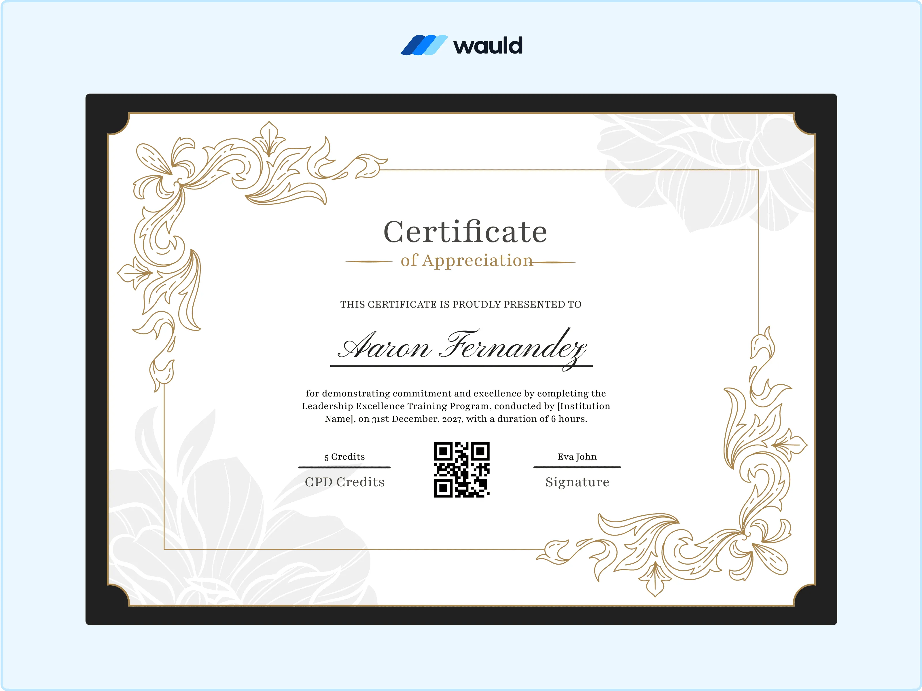 Wauld - Premium CPD certificate template