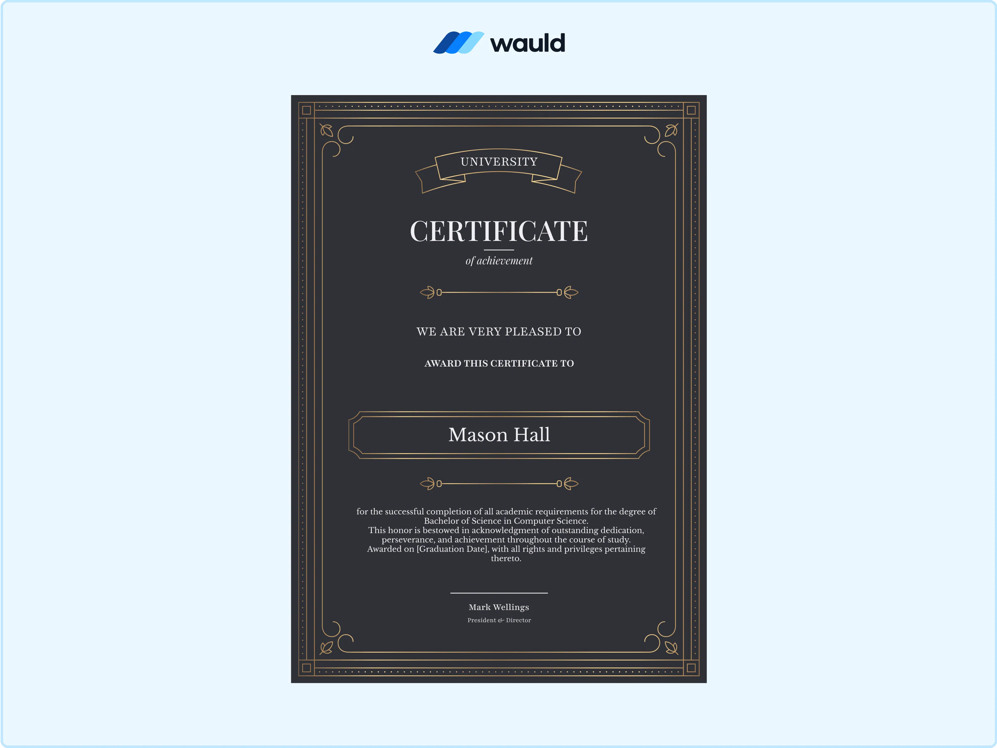 Wauld - Premium and Bold Graduation certificate template