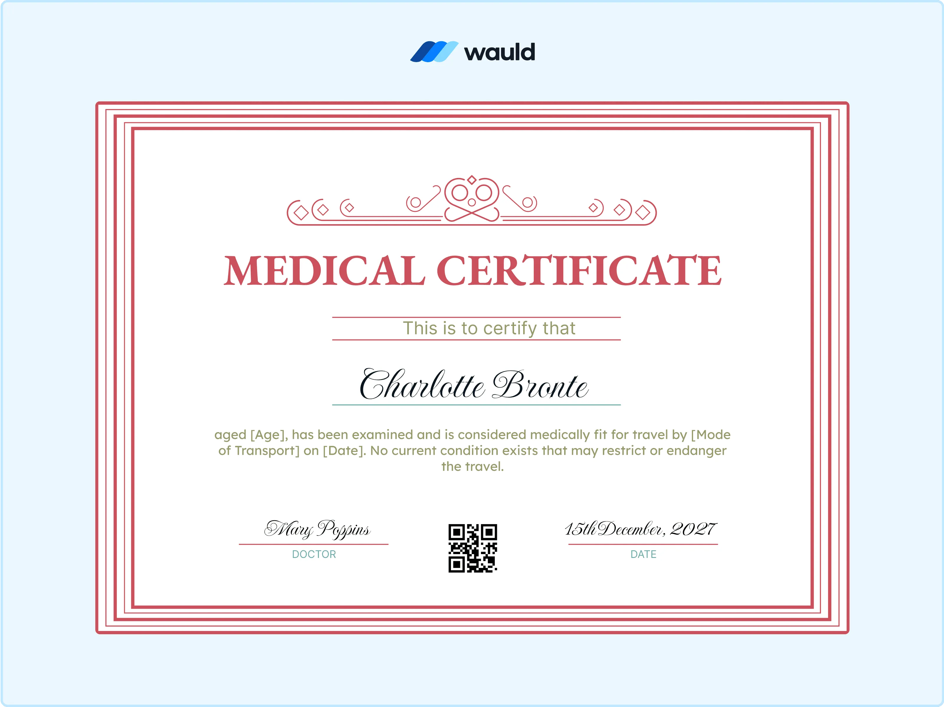 Wauld - A Premium Red Certificate Template 