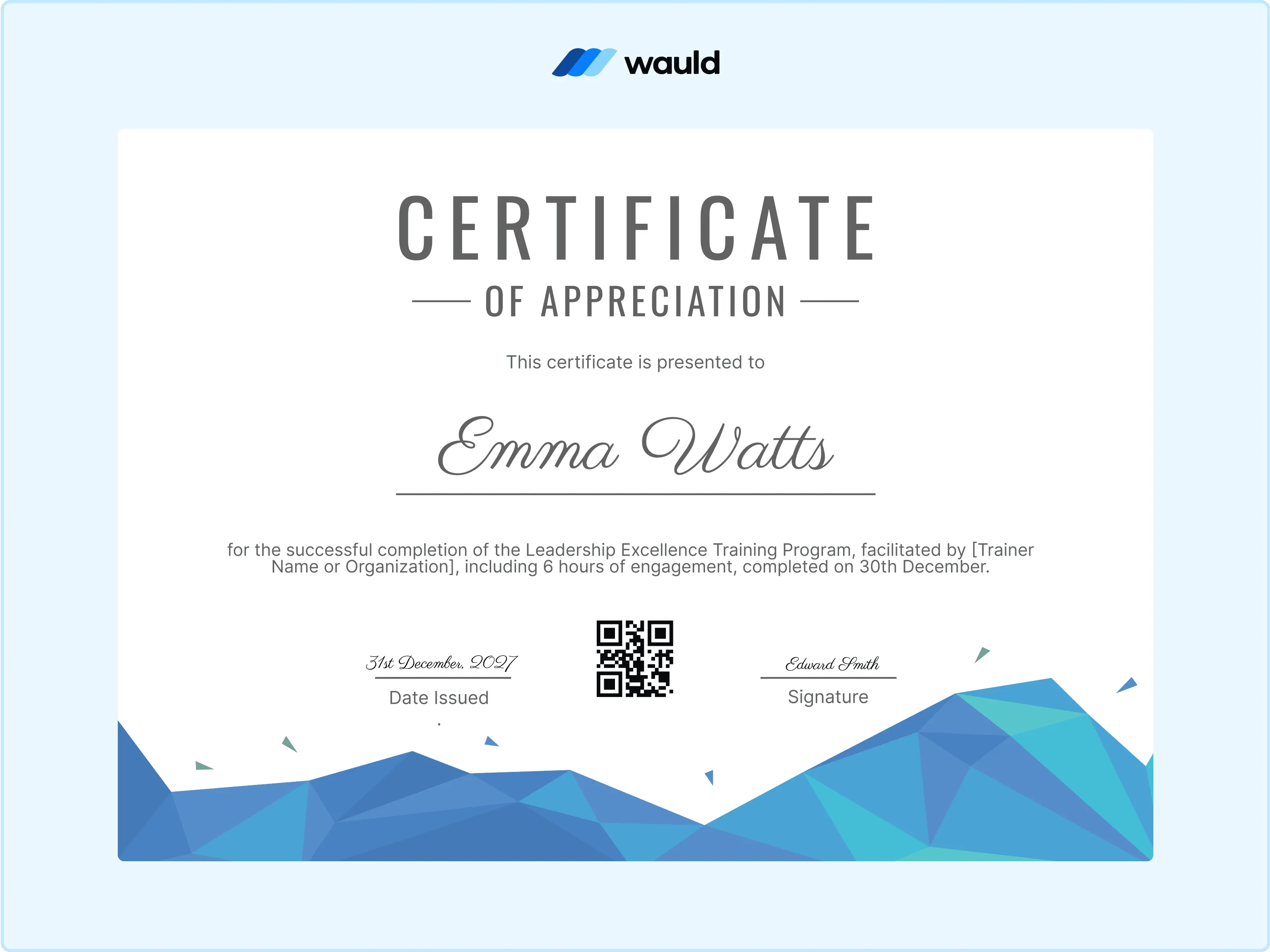 Wauld - Professional and modern certificate template