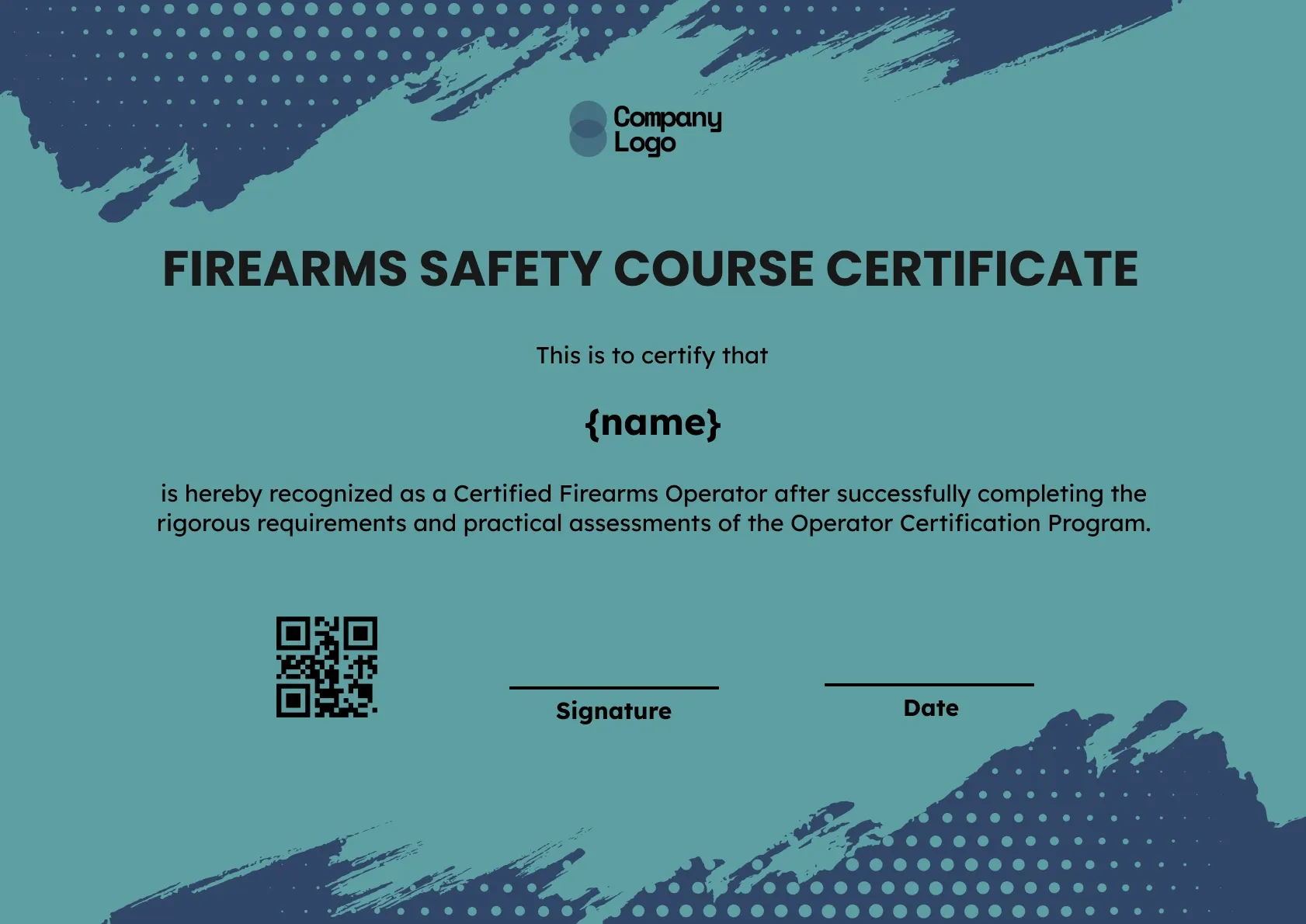 Recognized Firearms Safety Training Certificate Template