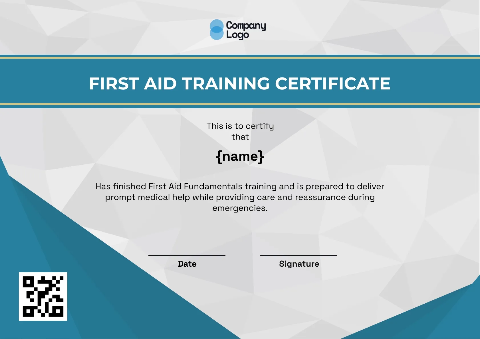 Recognized First Aid Trainer Certificate Template