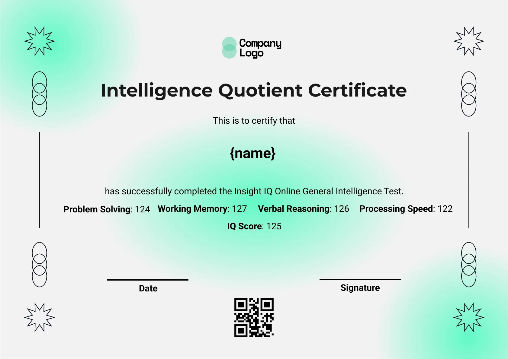 Recognized Intelligence Achievement Certificate Template