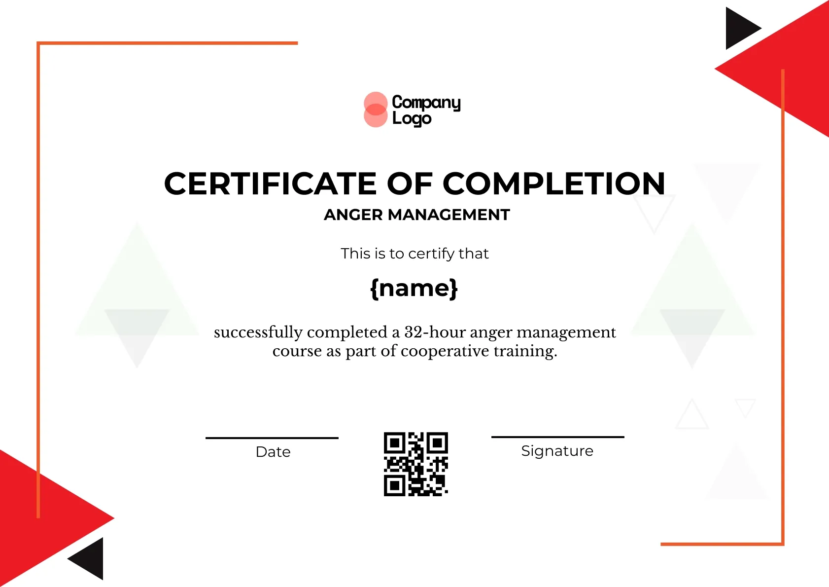Responsible Emotional Management Certificate Template