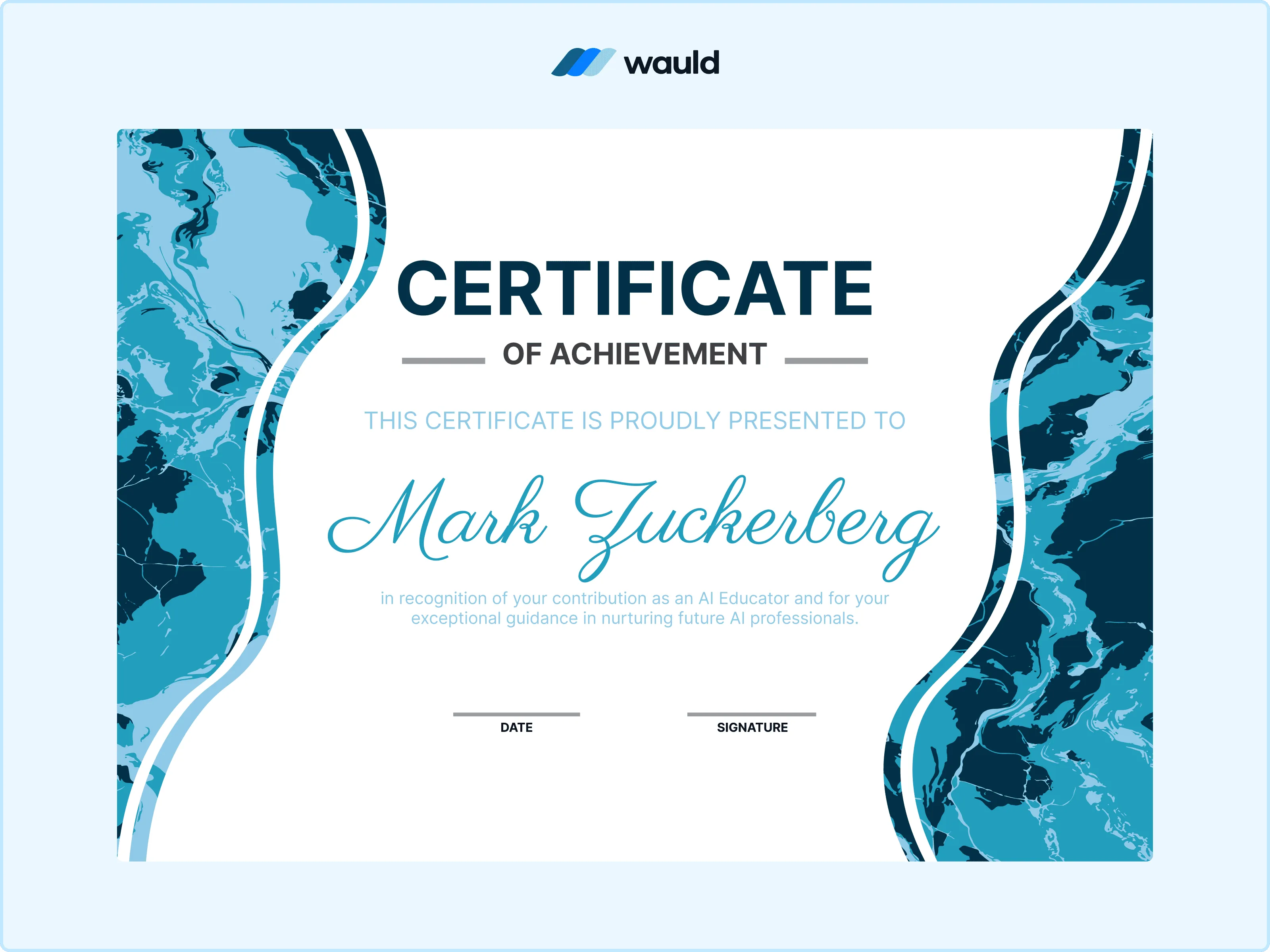 Wauld - Sleek AI Certificate Template 