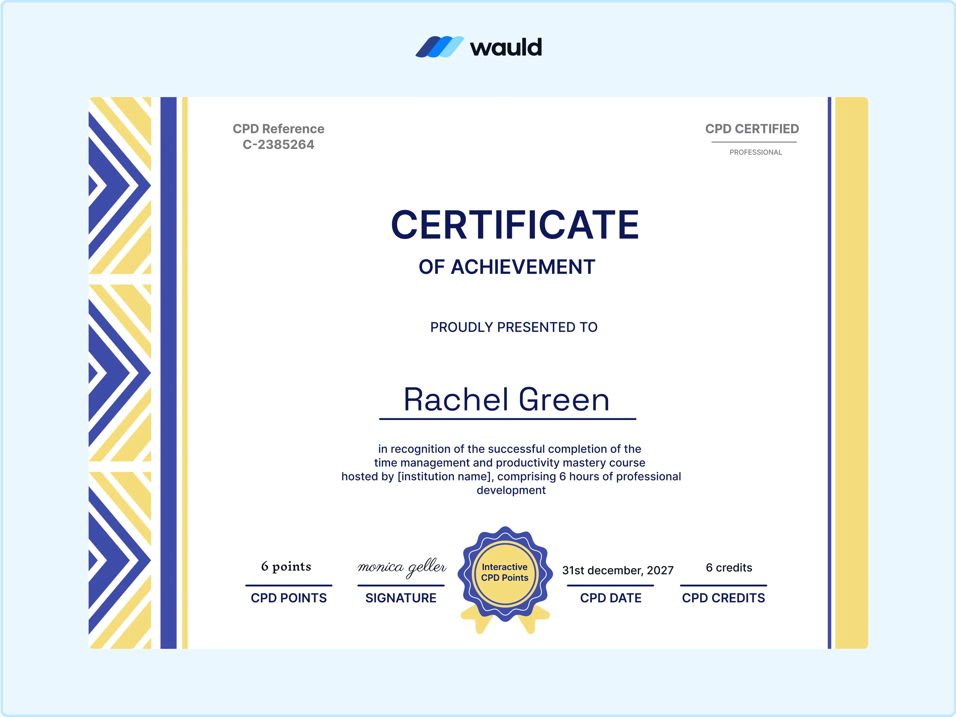 Wauld - Sophisticated CPD certificate template