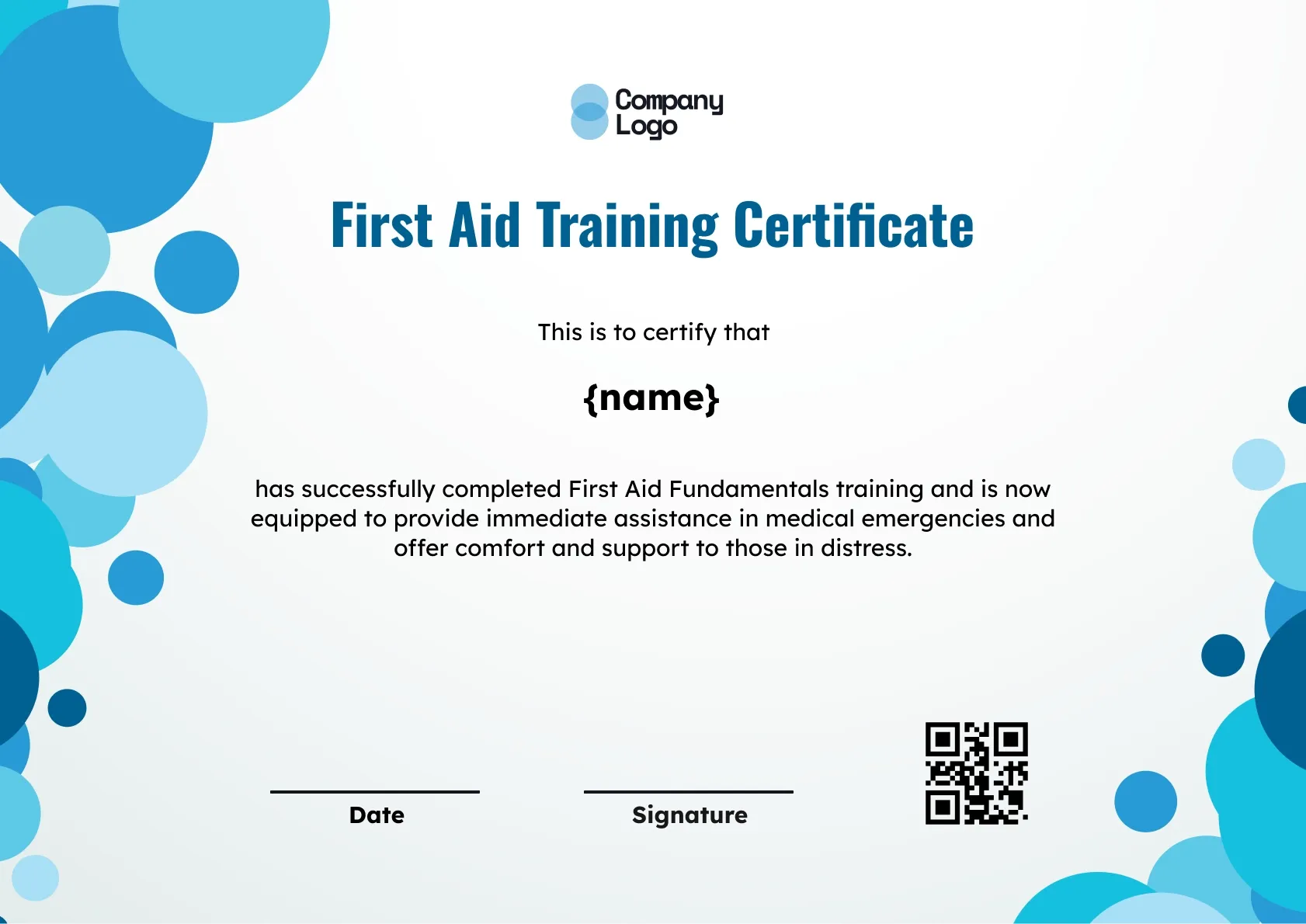 Specialized First Aid Trainer Certificate Template