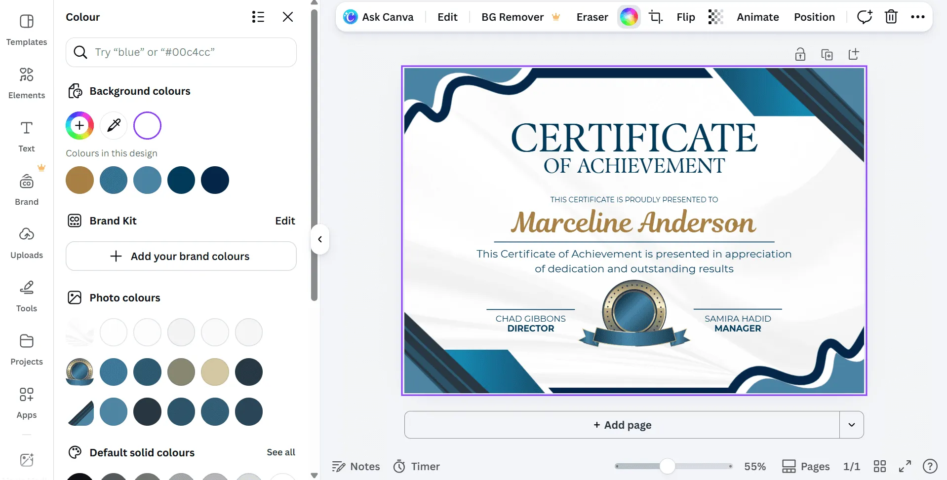 canva editor page