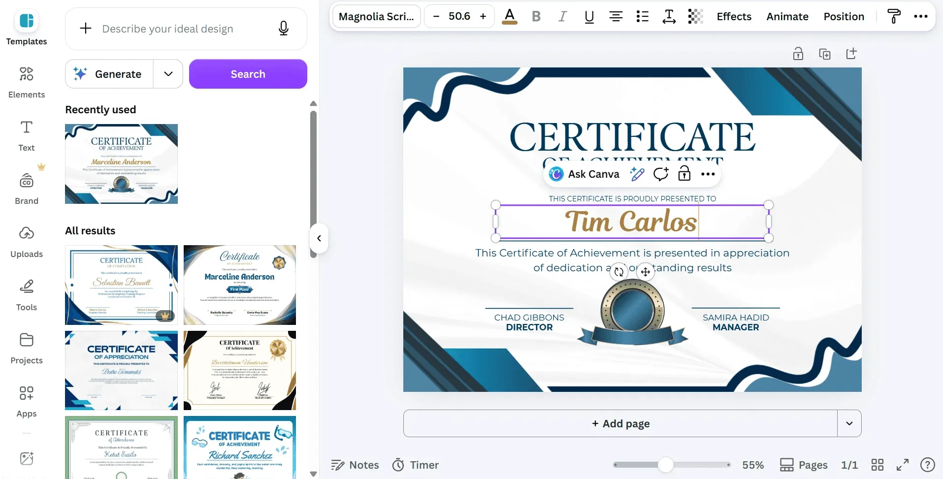 canva editor page
