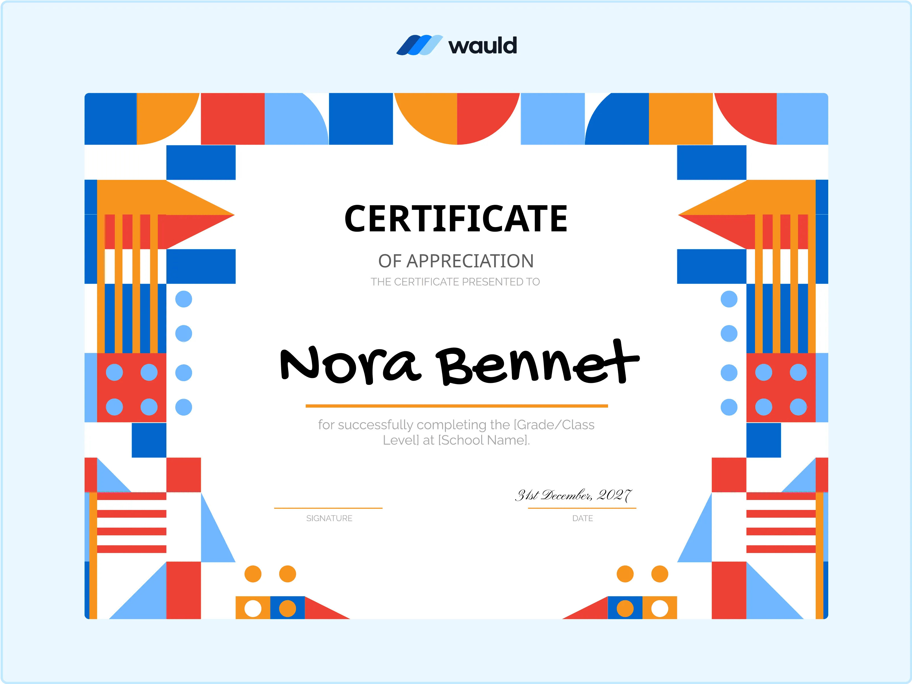 Wauld - Striking and eye-catching certificate template 