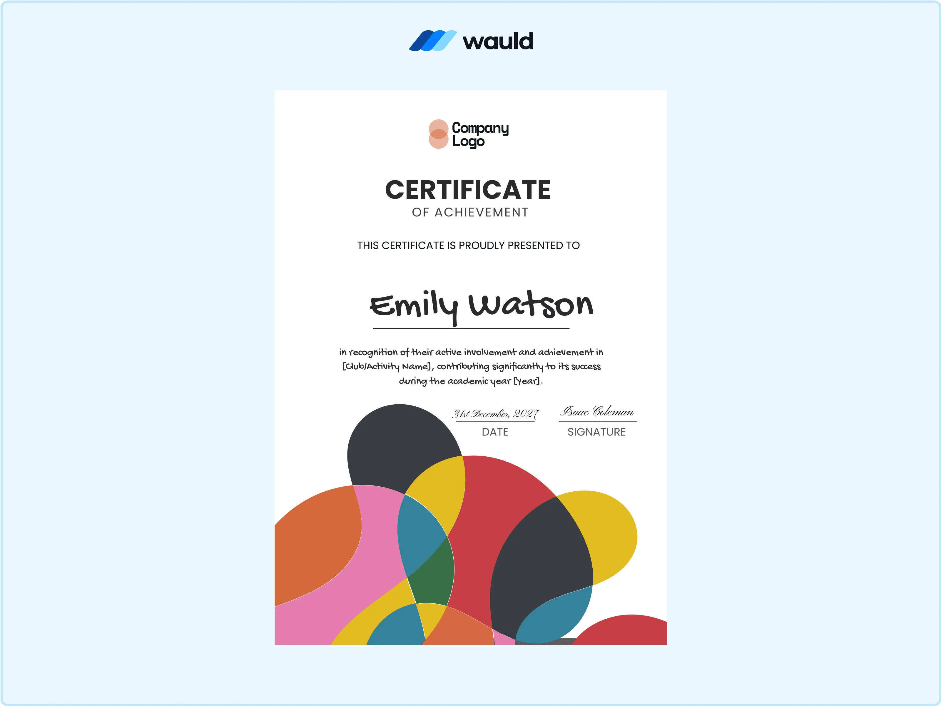 Wauld - Vibrant nursery graduation certificate template 