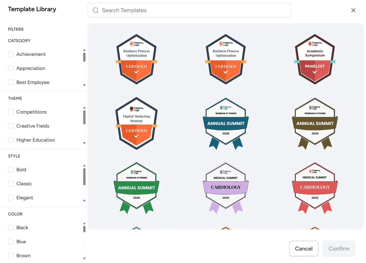 Wauld badge templates library