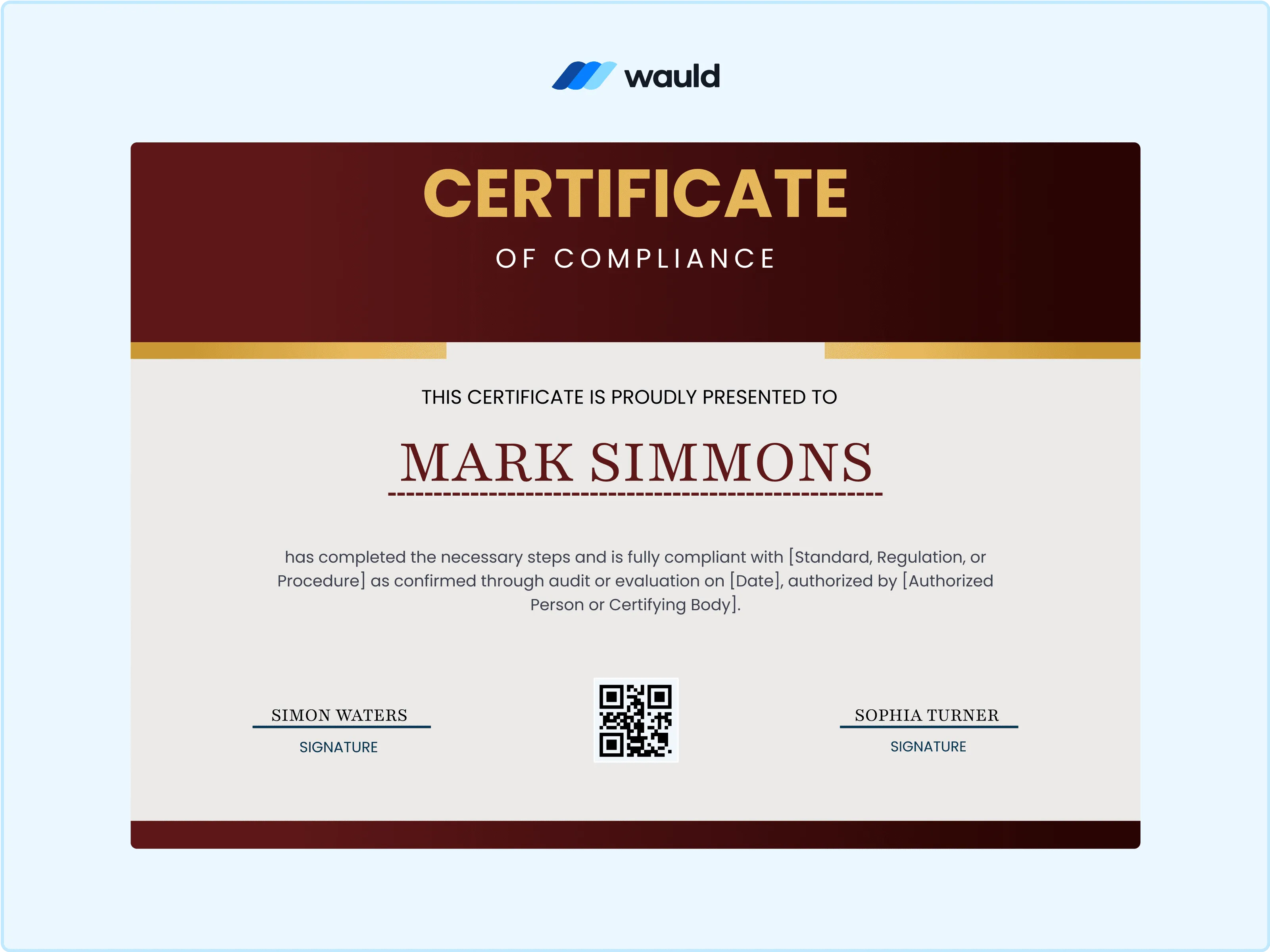 Wauld - A Well-Crafted Striking Certificate Template 