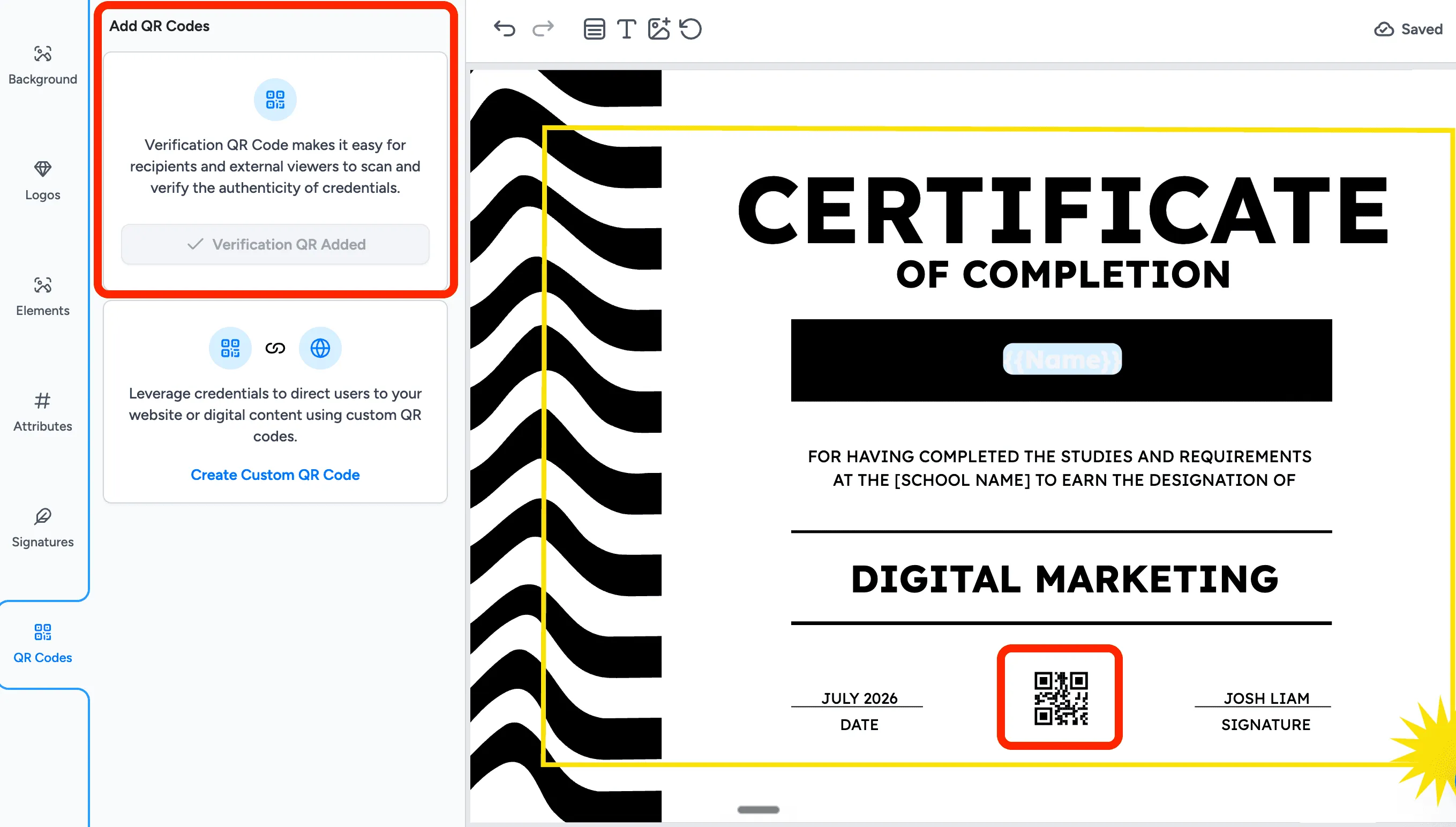 Wauld - Adding a QR Code