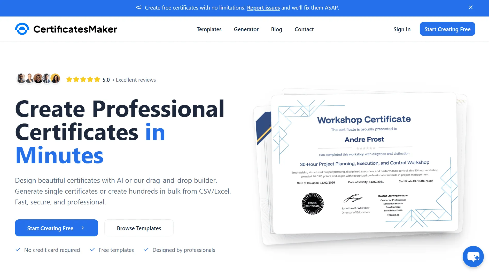 CertificatesMaker home page